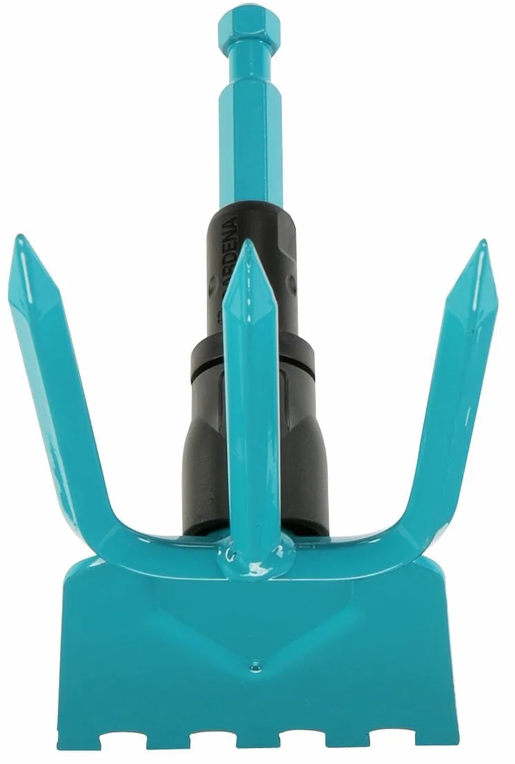 Gardena combisystem motyczka ogrodowa: motyczka z prostym ostrzem, 3 zęby, szerokość robocza 9 cm, z wysokiej jakości stali, powłoka z duroplastu (3219-20)