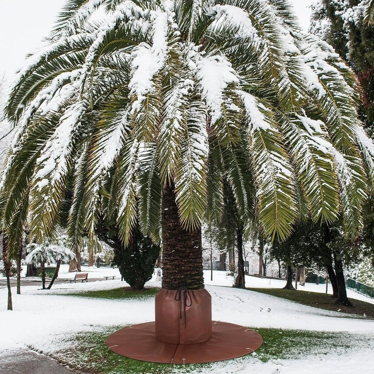 Osłony Korzeni Palm, 3-warstwowe Osłony Korzeni Drzew z Kołkami Mocującymi, Pledy Ogrodowe Na Zimę Ochronne Do Ogród Trawnik Rabat Plac Zabaw