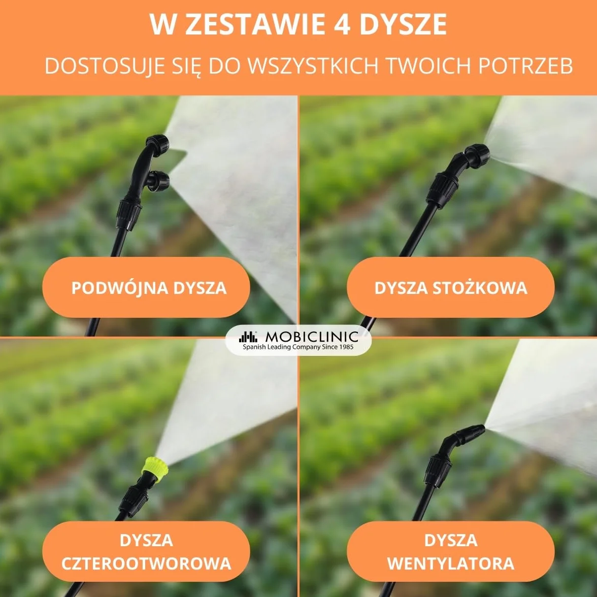 Mobiclinic®, Plecak opryskiwacz, 16 L, Ogrodnictwo, Ciśnienie Pompy, 4 Regulowane Dysze, Lekki 2 kg, Opryskiwacz, Nawadnianie, Zwalczanie Szkodników, Pielęgnacja Roślin, Fumibug