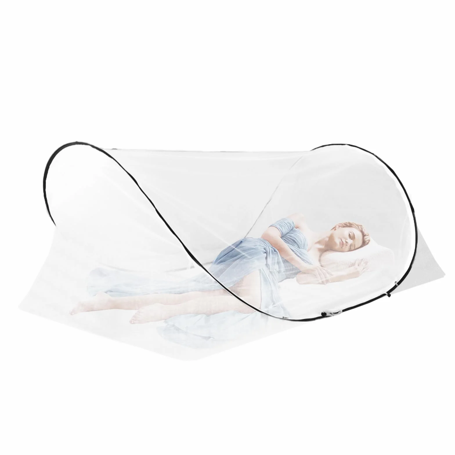 Moskitiera Pop Up 200 x 100 x 70 cm, pojedyncze łóżko, moskitiera podróżna, składana, przenośny namiot kempingowy, namiot na komary do łóżka, domu, na kemping na świeżym powietrzu, łatwy montaż i