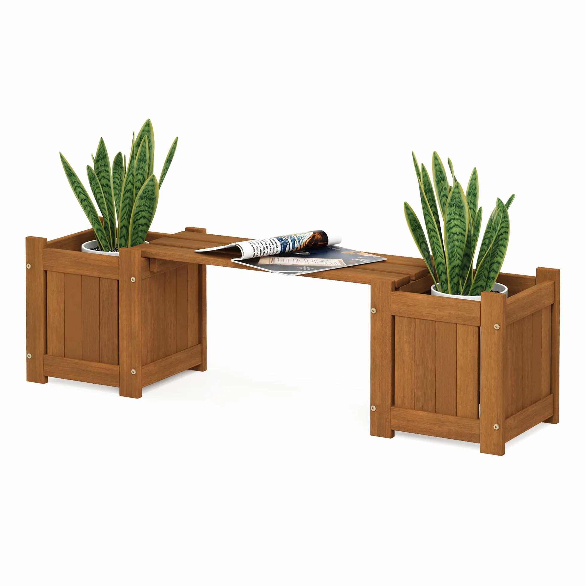 Furinno FG20464 Mini skrzynka na rośliny z twardego drewna, drewno meranti, naturalne, 26,16 x 100,33 x 29,72