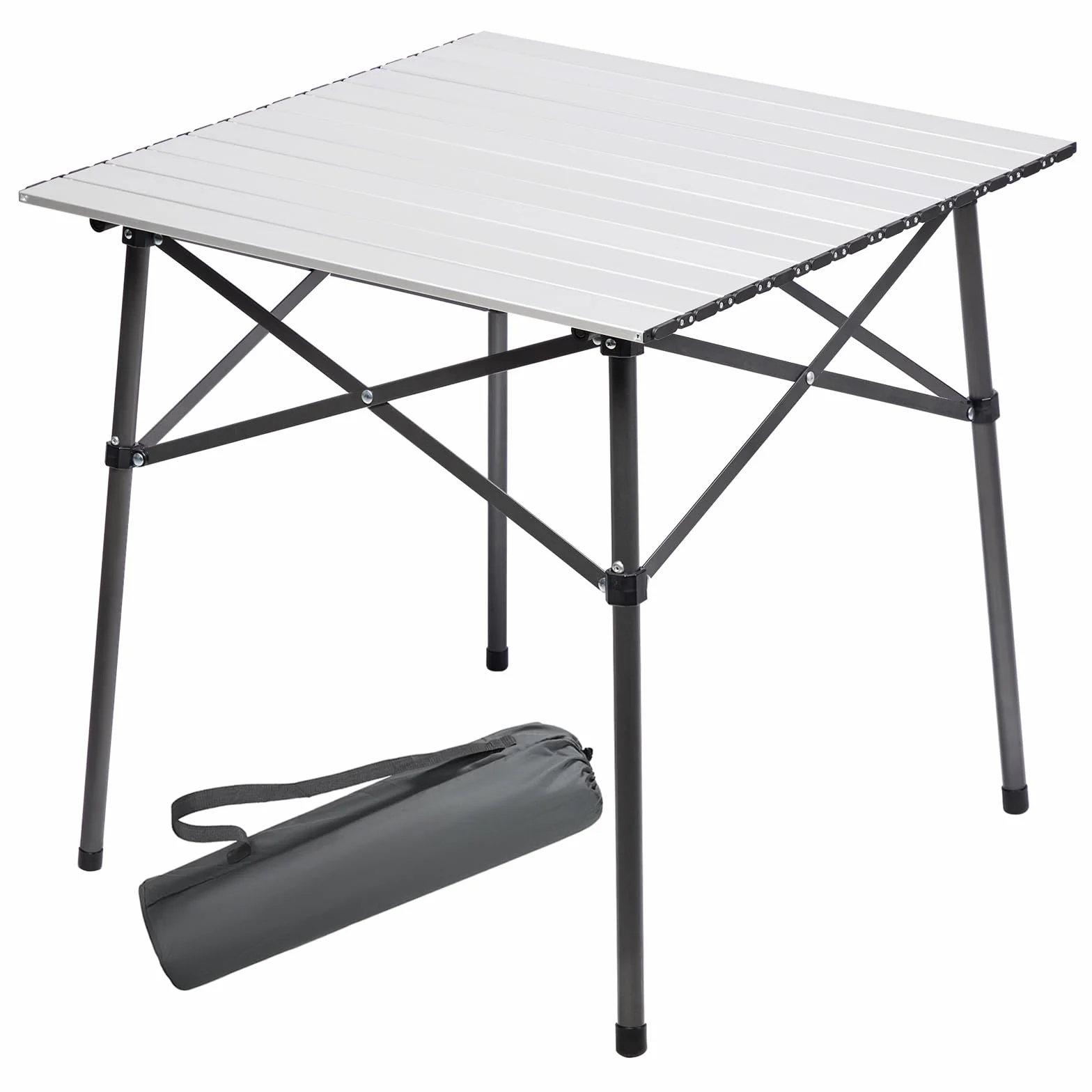 Składany stół kempingowy aluminiowy Roll Up Top 4 osoby srebrny
