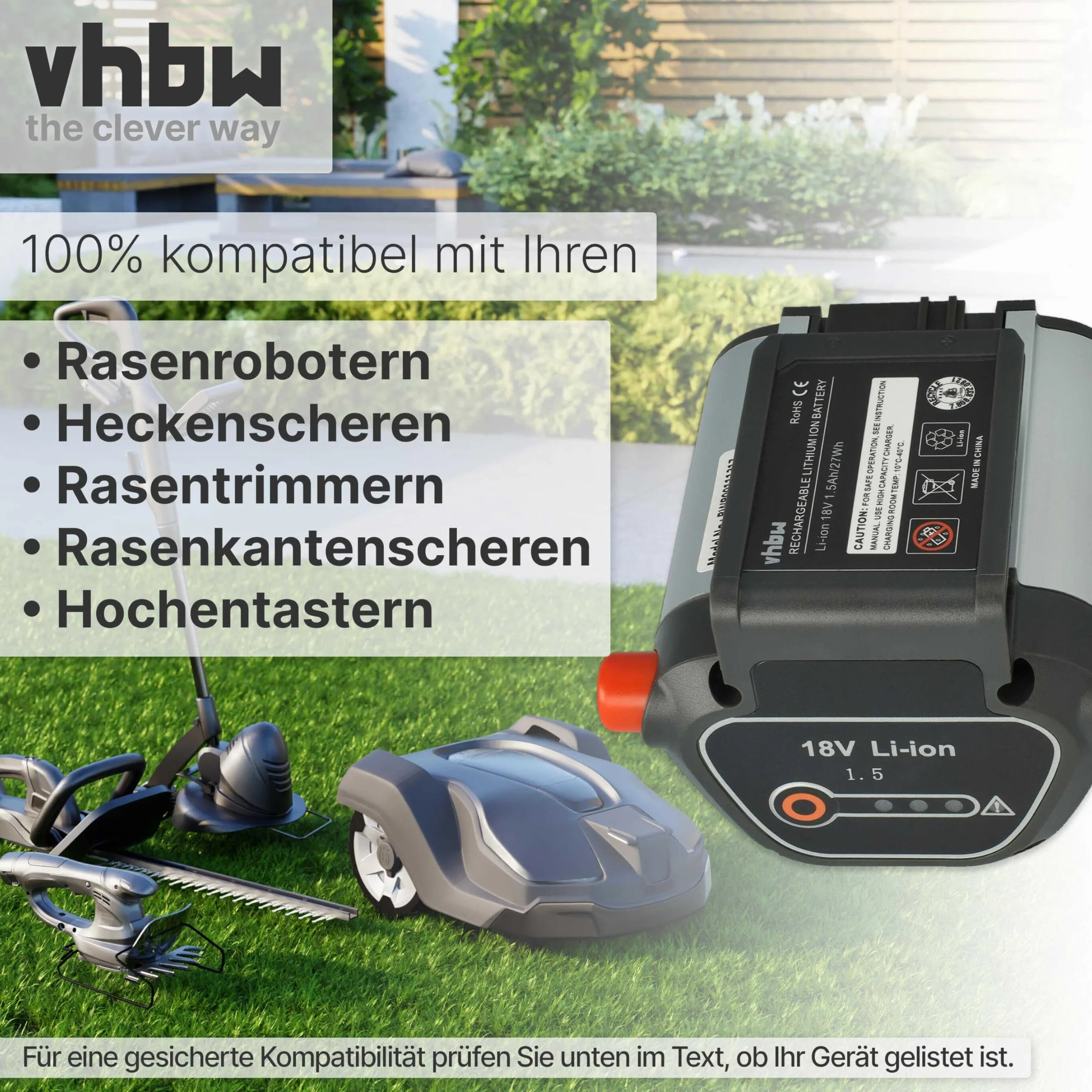 vhbw akumulator kompatybilny Gardena EasyCut Li-18/23 R 9823-20 zamiennik BLi-18 Li-Ion 1500mAh 18V