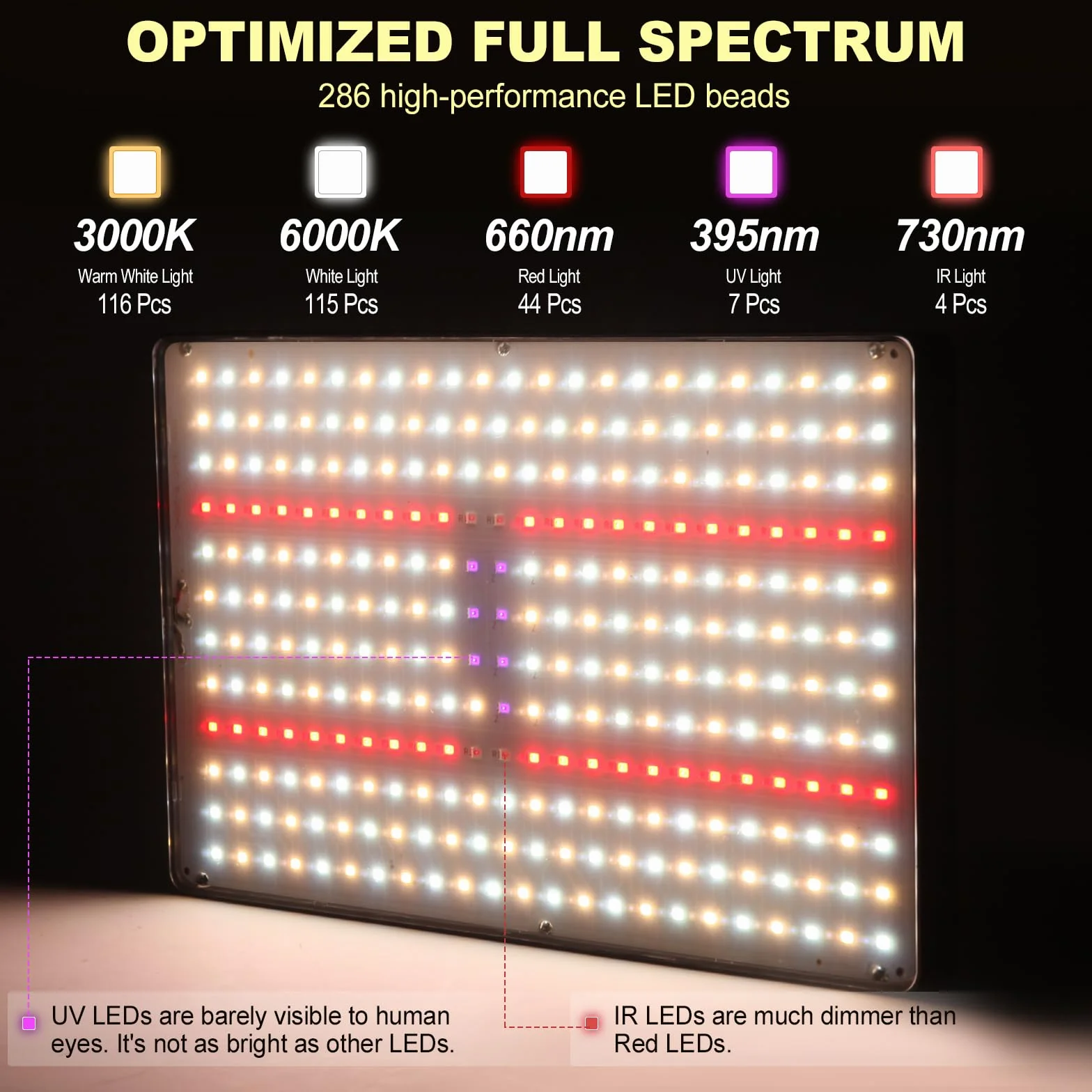 MICCYE Lampa LED do Roślin ze Stojakiem Pełne Spektrum UV-IR 286 diod LED Lampa do Uprawy z Timerem 4/8/12H Możliwość Ściemniania Światło dla Roślin