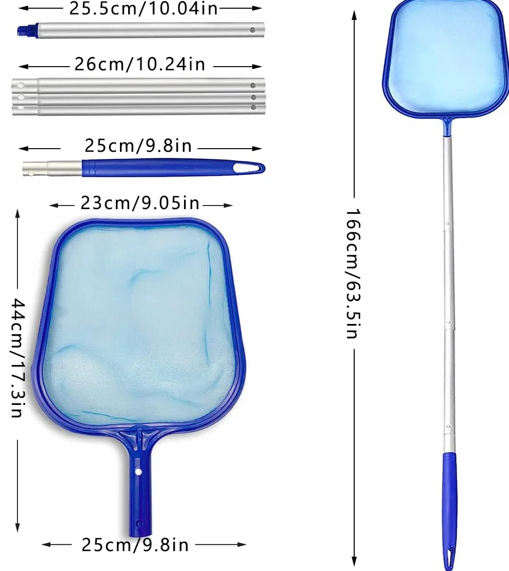 Voarge Podbierak do basenu aluminiowy drążek teleskopowy 122 cm drobna siatka zestaw