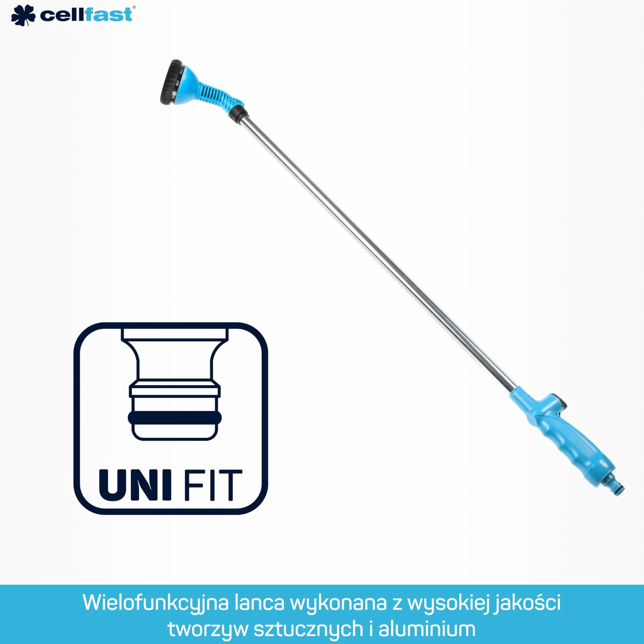 Cellfast Lanca Ogrodowa do Podlewania Basic - 10-Funkcyjna - Długość 89 cm - Tworzywo Sztuczne i Aluminium