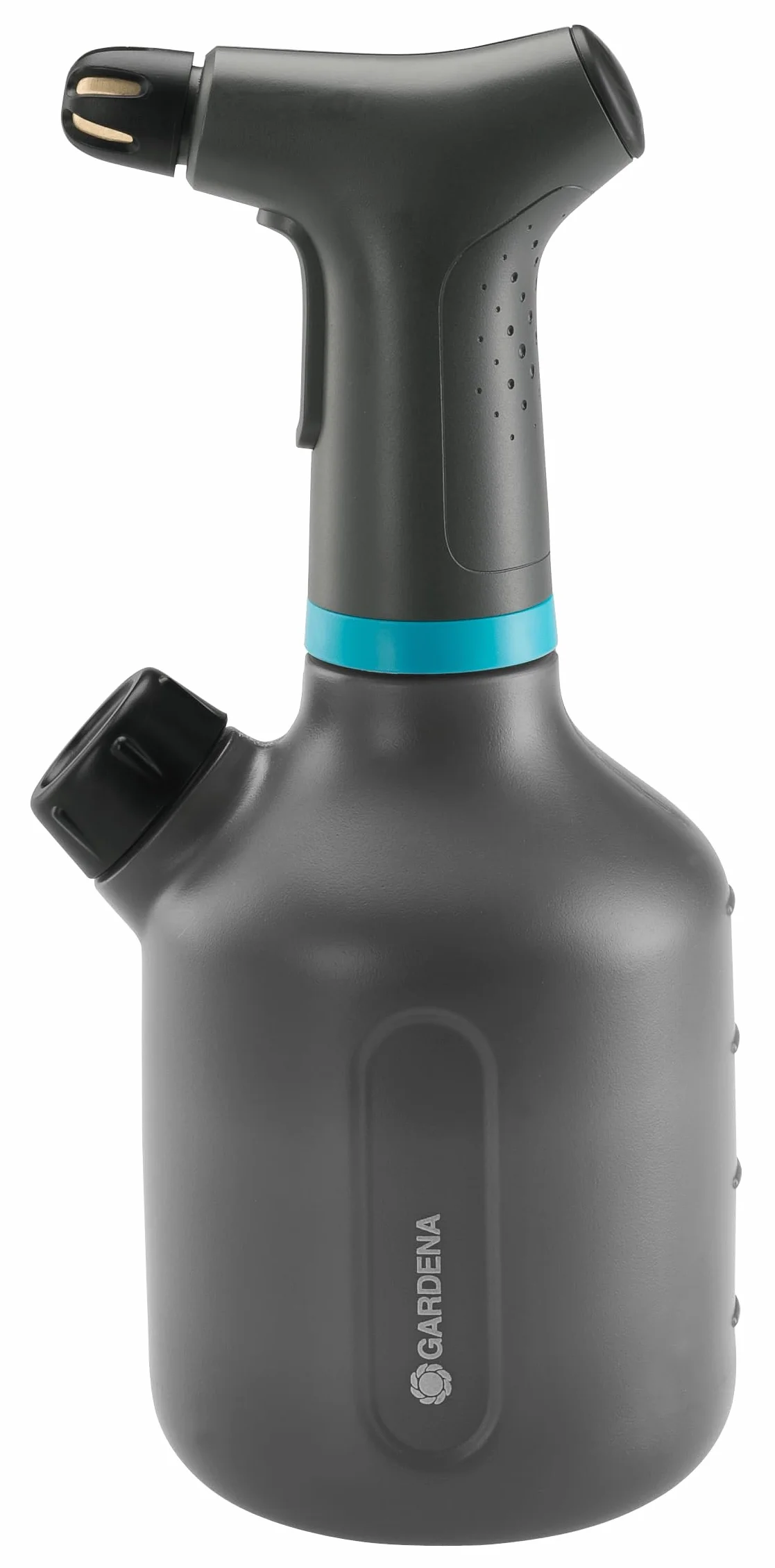 Gardena opryskiwacz z pompką 1 l EasyPump: Opryskiwacz z pompką z funkcją 360°, dysza mosiężna, duży otwór, przezroczysta konstrukcja, zintegrowana pokrywka dozująca, ze wskaźnikiem poziomu (11114-20)