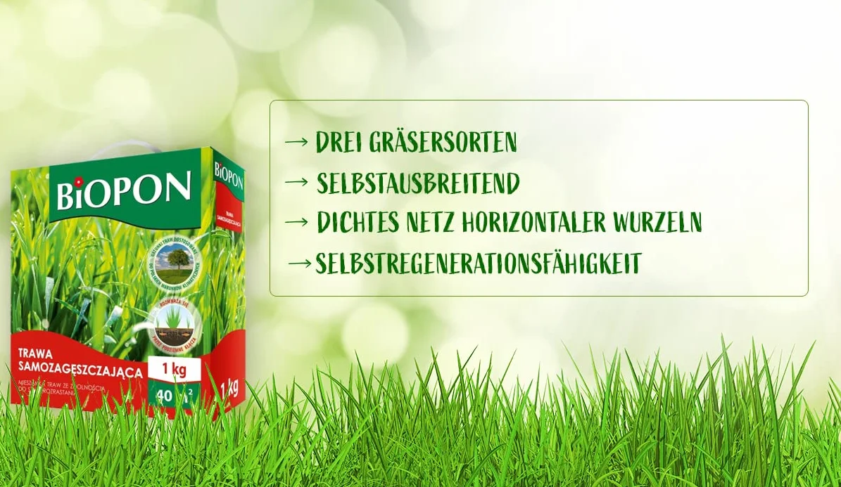 BioPon Nasiona Traw Odporne na Deptanie 1 kg 40 m²