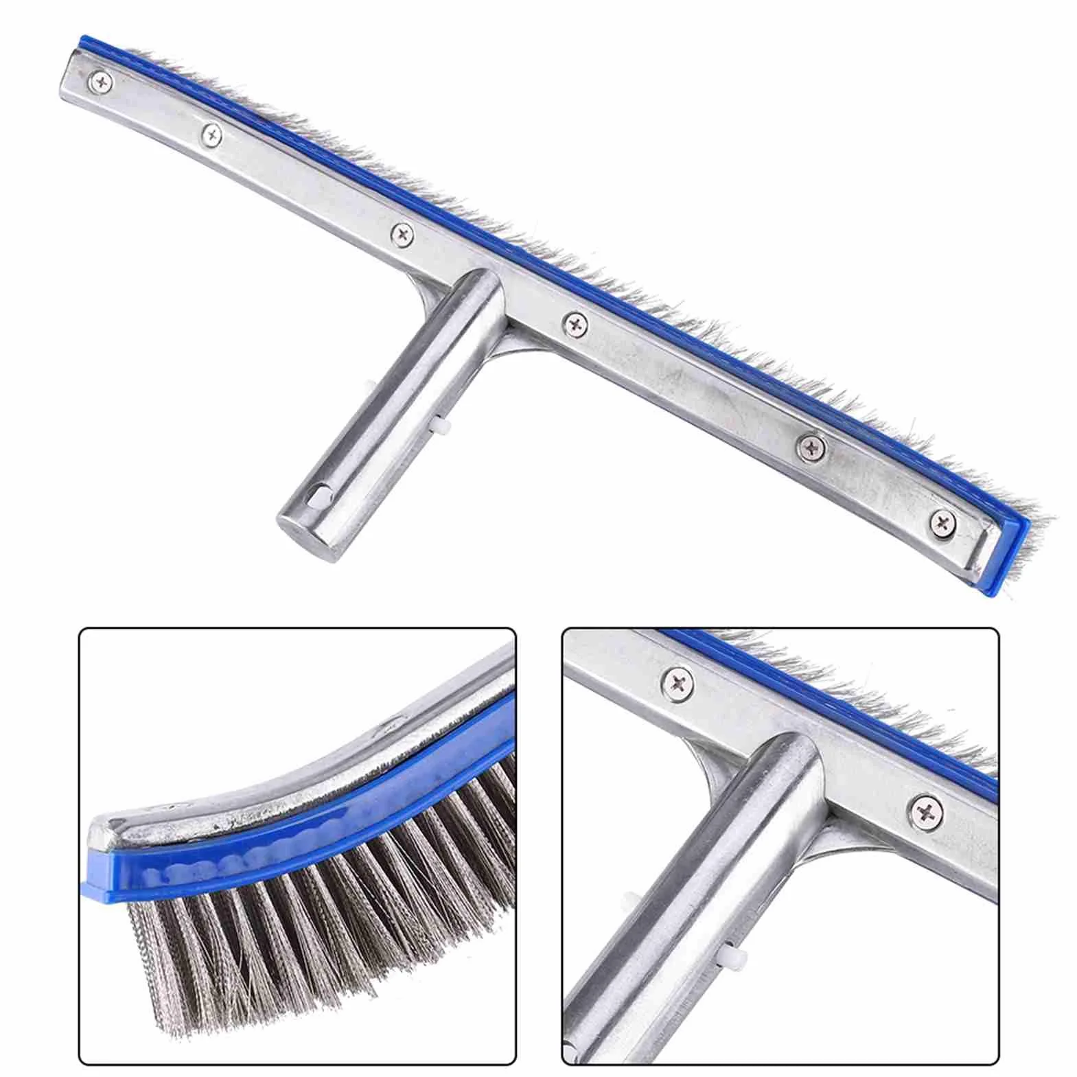 i Piscine Brosse 18-calowy Basen Stalowa Szczotka Dolna do Stawu Spa Gorące źródło Aluminium + Stal Nierdzewna Cepillo Piscina Algas Stalowa Szczotka Srebrna