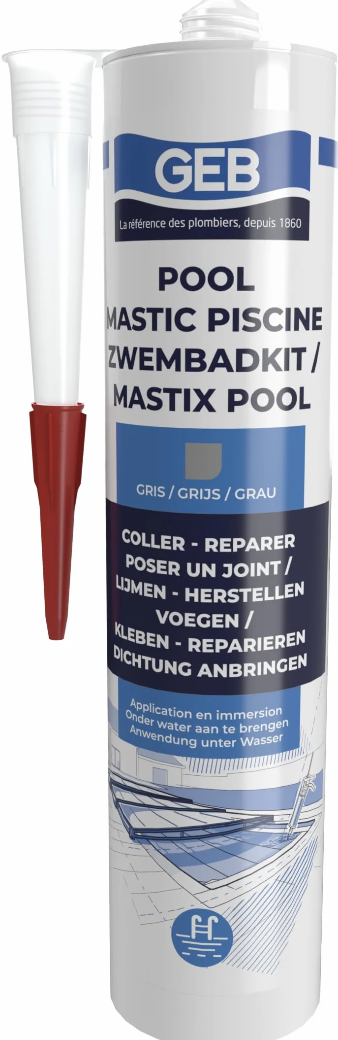 GEB wodoodporny środek uszczelniający do basenu 290 ml szary