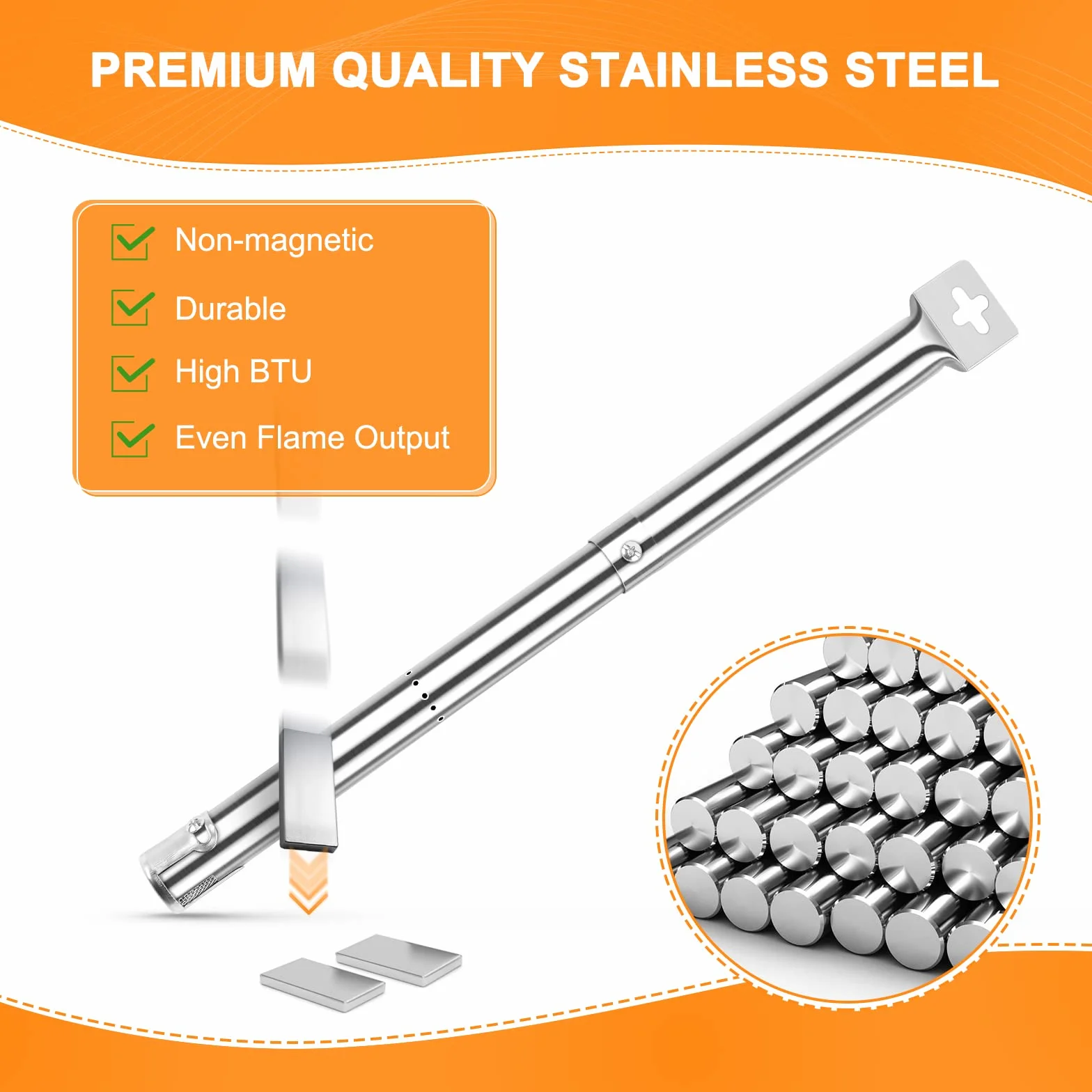 GFTIME 31 cm do 44 cm regulowana rura palnika do Campingaz, Charbroil, FirePlus, uniwersalny palnik gazowy ze stali nierdzewnej, CosmoGrill i nie tylko, 4 sztuki