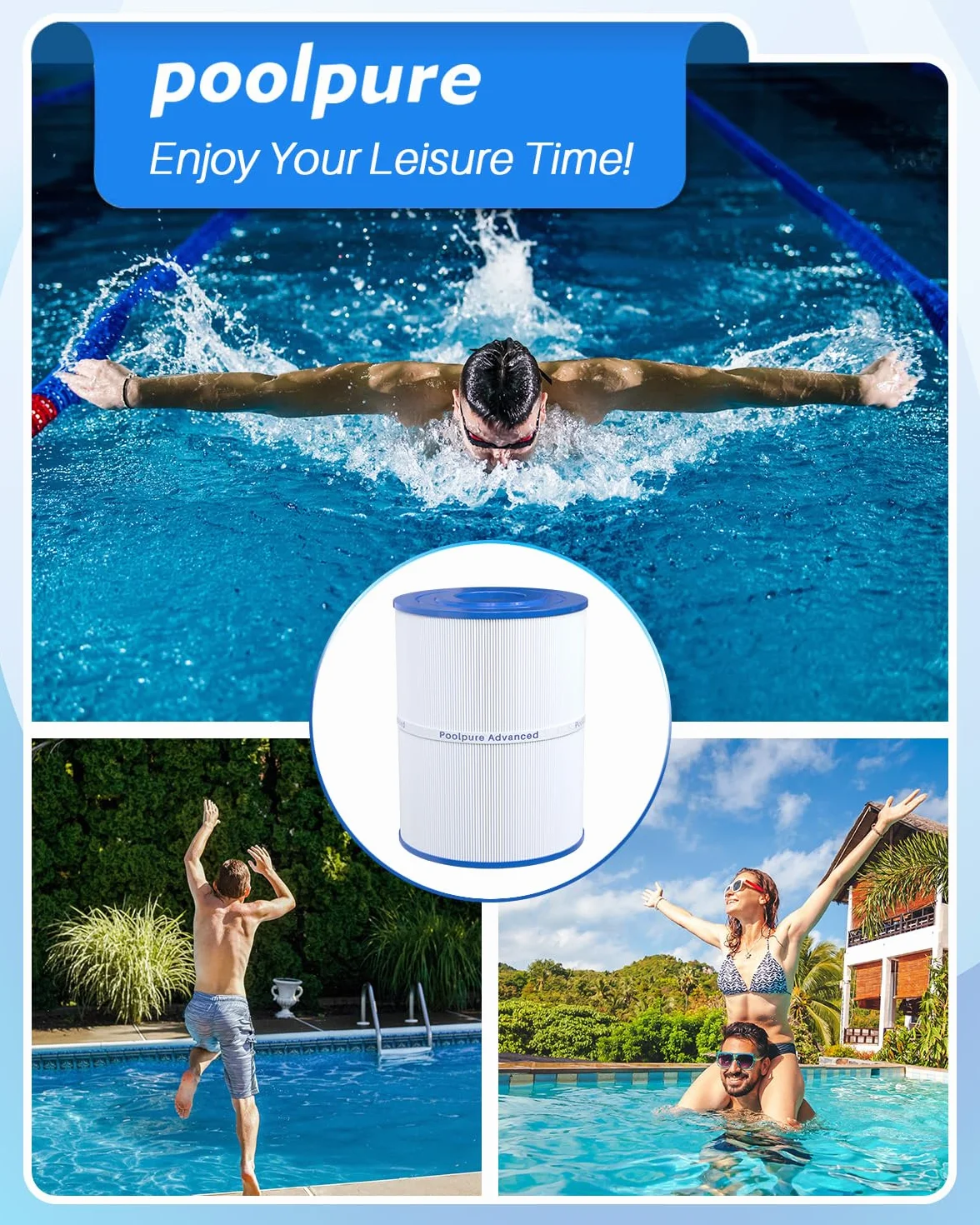 POOLPURE Zamiennik filtra do wanny z hydromasażem Unicel C-8465 Pleatco PWK65 Filbur FC-2390 Filtr Spa