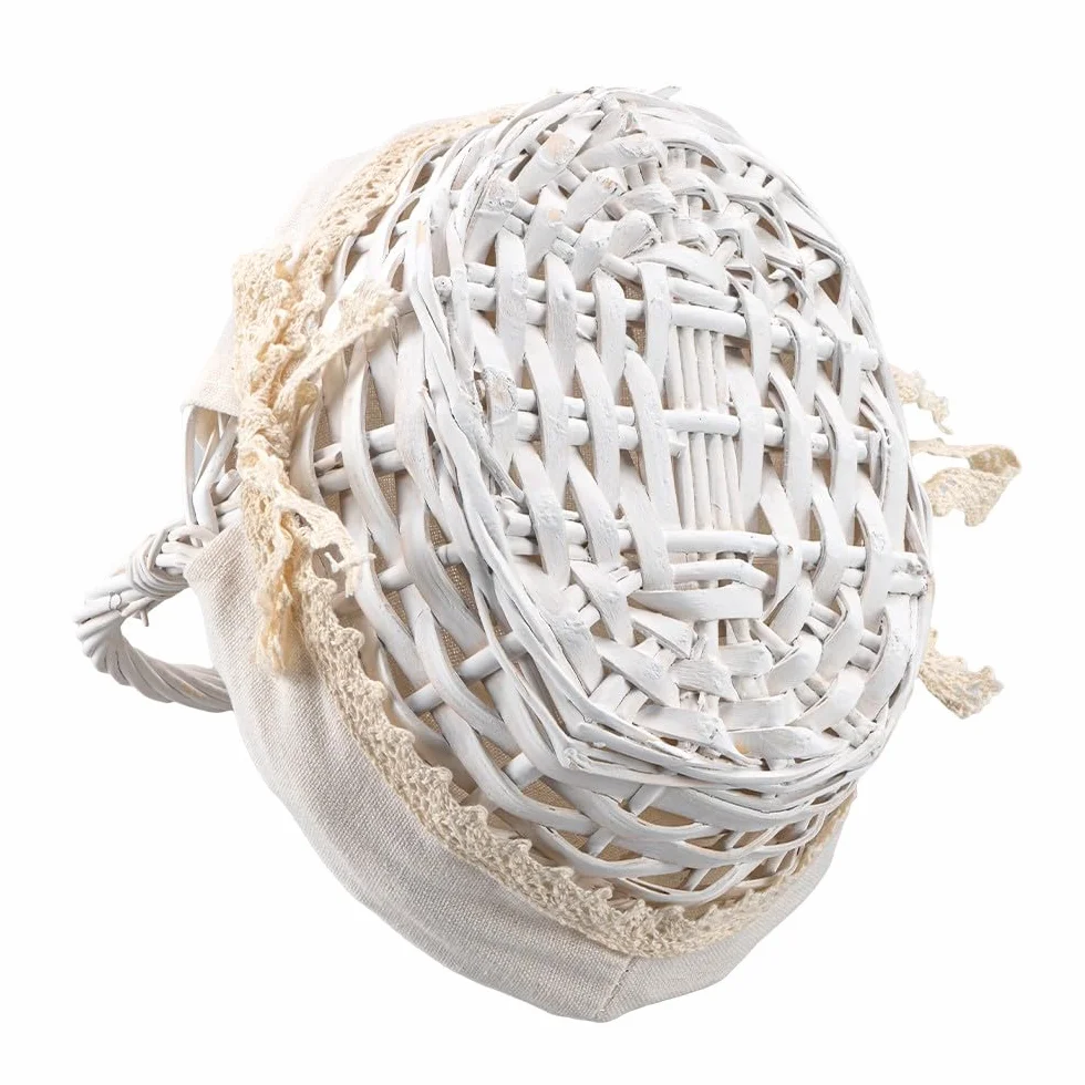 Ideen mit Herz Koszyk z wikliny | Koszyk z drewna z materiałem | Kolory naturalne | Wiklinowe | Koszyk na prezenty | Opakowanie na prezent | Dekoracja | Shabby Chic | Kwiaty