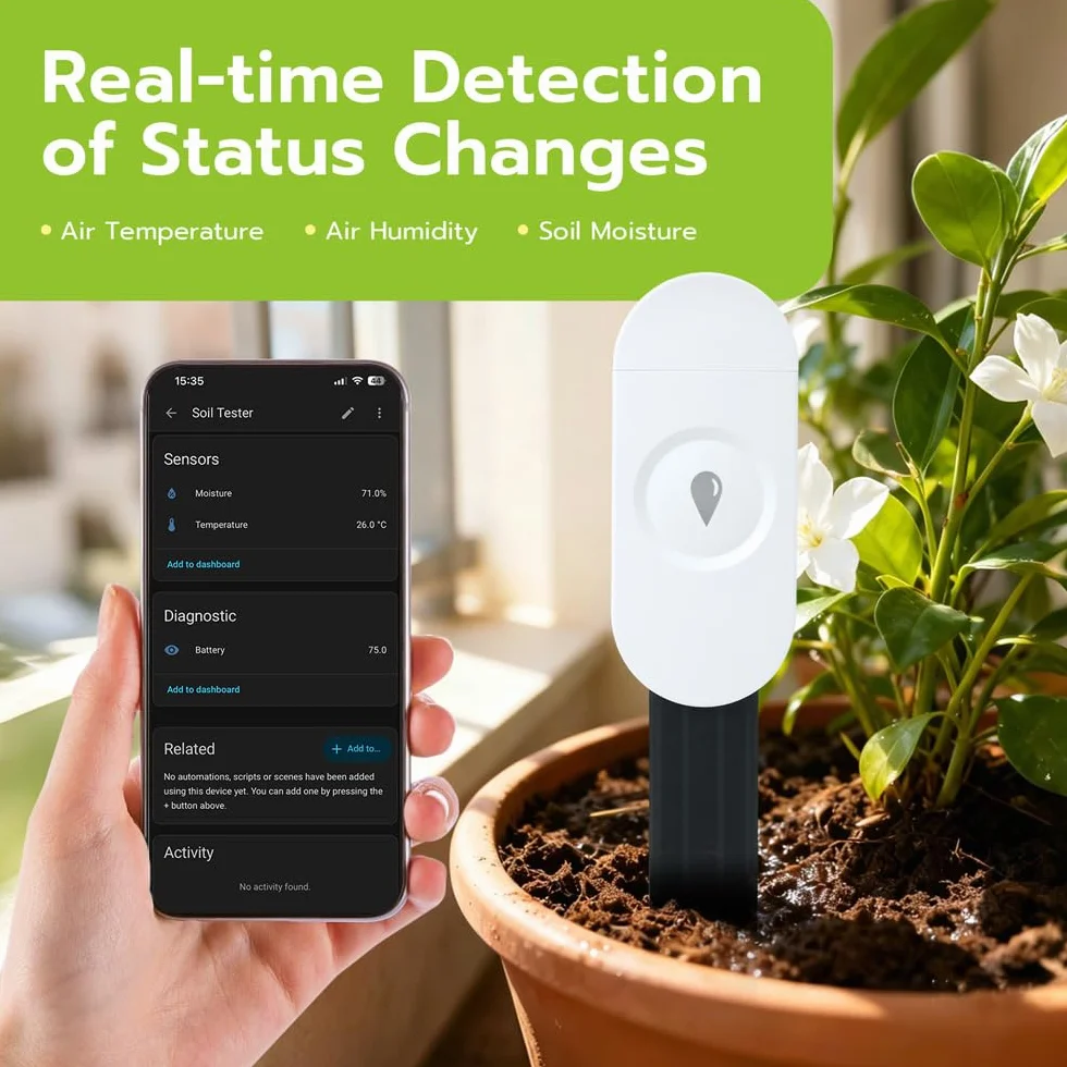 Zigbee miernik wilgotności i temperatury dla roślin, kompatybilny z Home Assistant Zigbee2mqtt