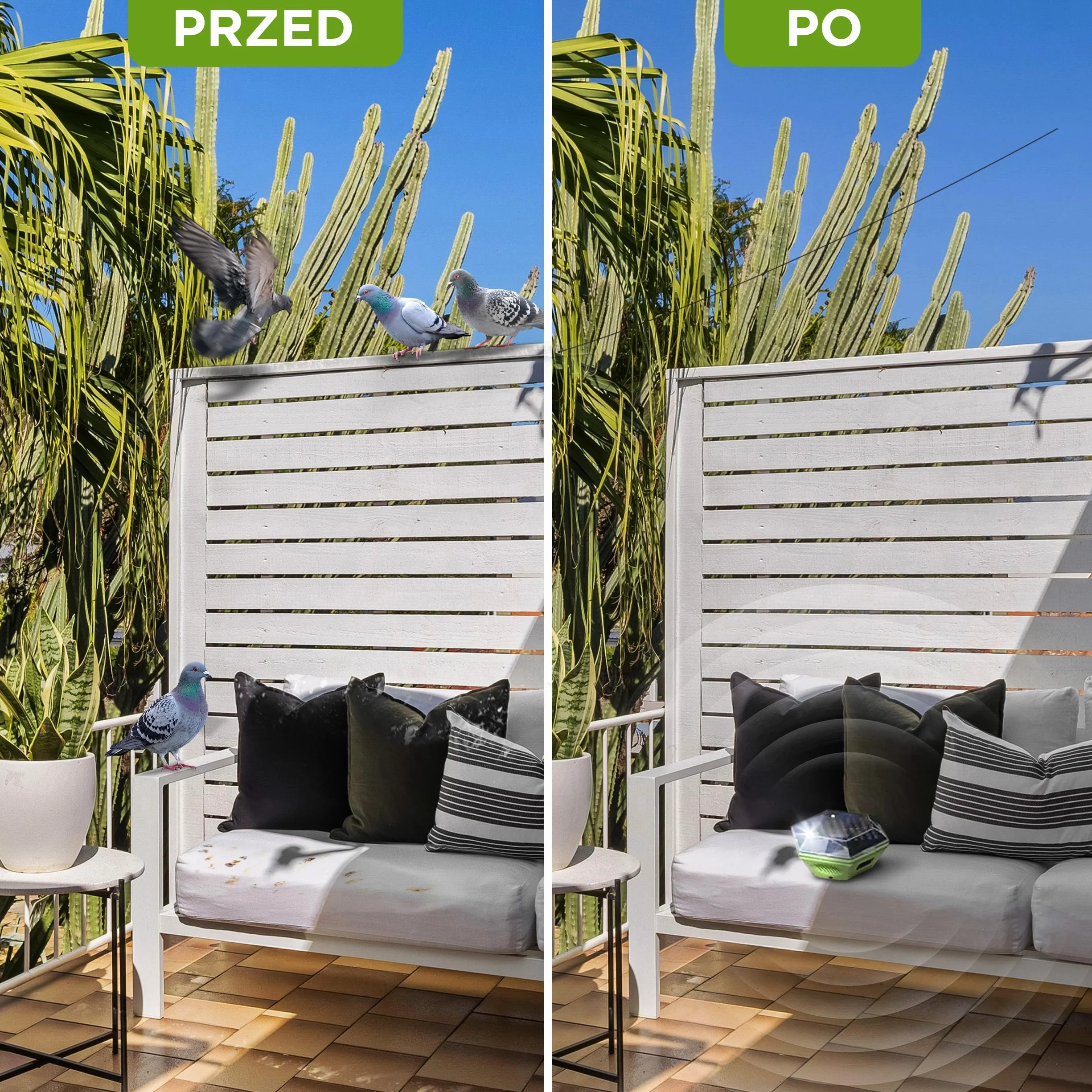 ISOTRONIC Solarowy odstraszacz ptaków Blitz + Ultradźwięki