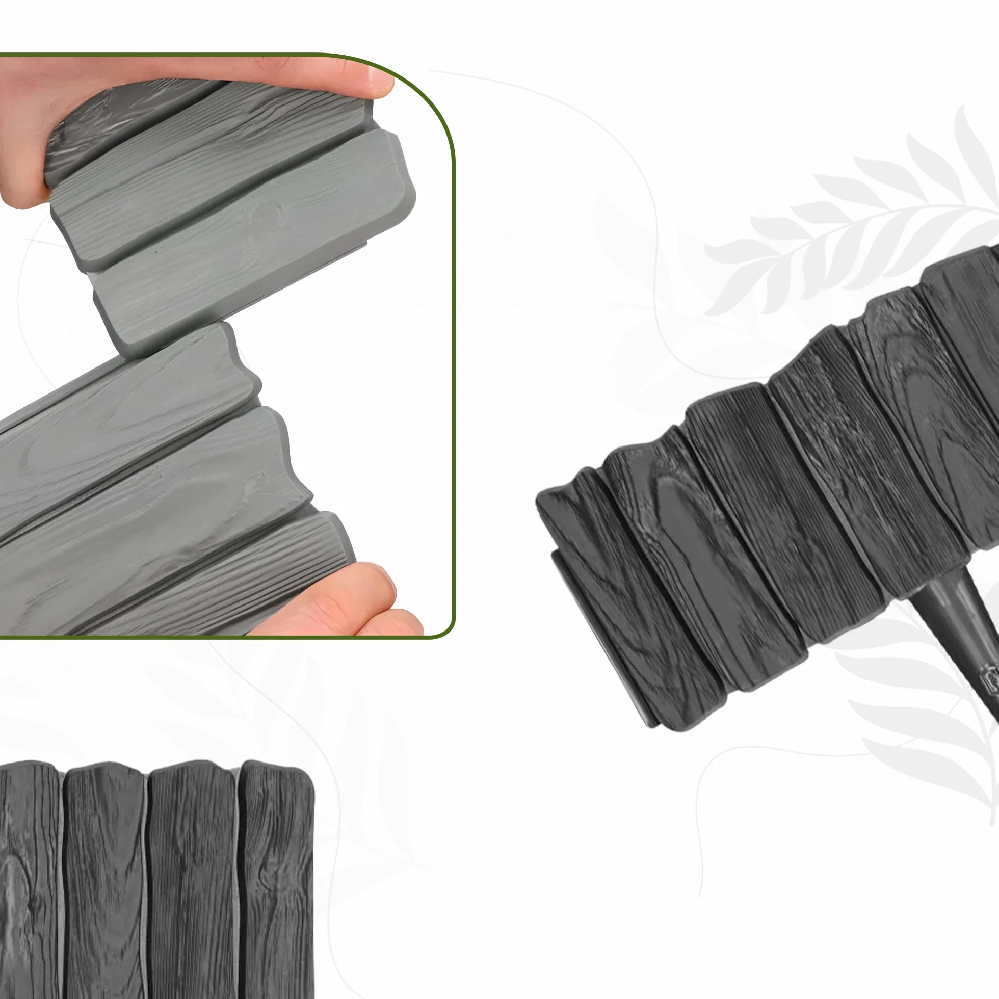 GARDENIX 2,3 m, obramowanie grządki, obrzeże trawnika, palisada ogrodowa, ogrodzenie rabatowe (antracytowe)