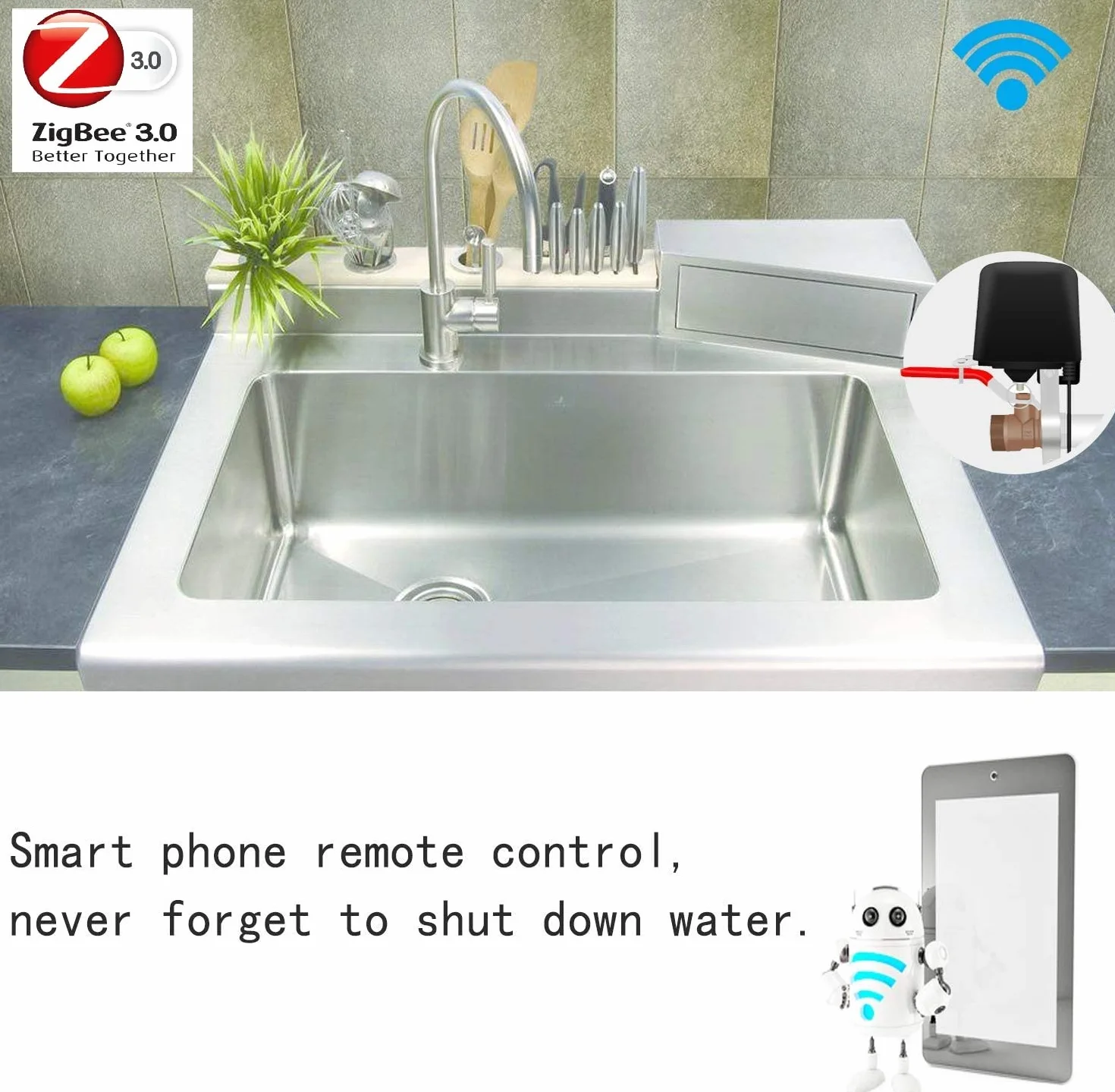 Zigbee inteligentny zawór wody/gazu Bluetooth Wi-Fi kompatybilny z Alexa Home Assistant 2 MQTT