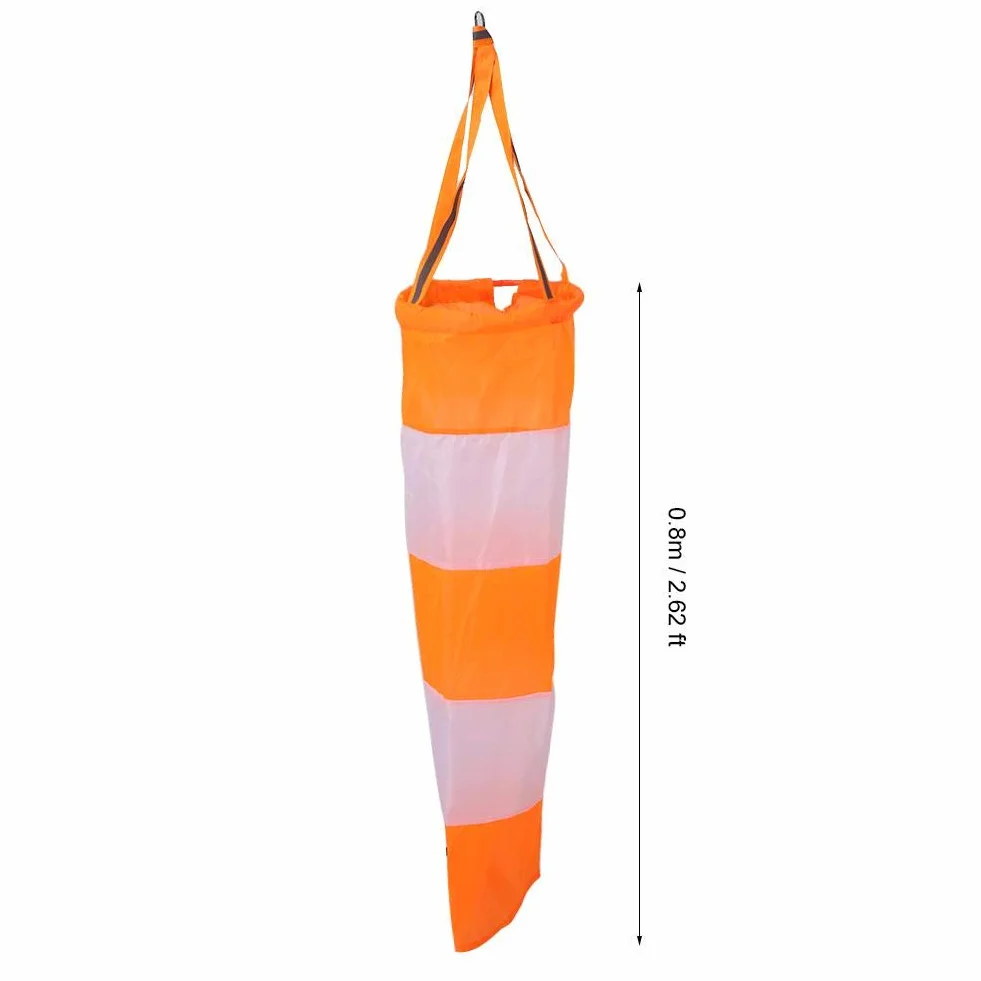 Windsock Rip-stop Czerwone Białe Fluorescencyjne Wodoodporne Nylon Kierunek Wiatru Pomiar 0,8 m