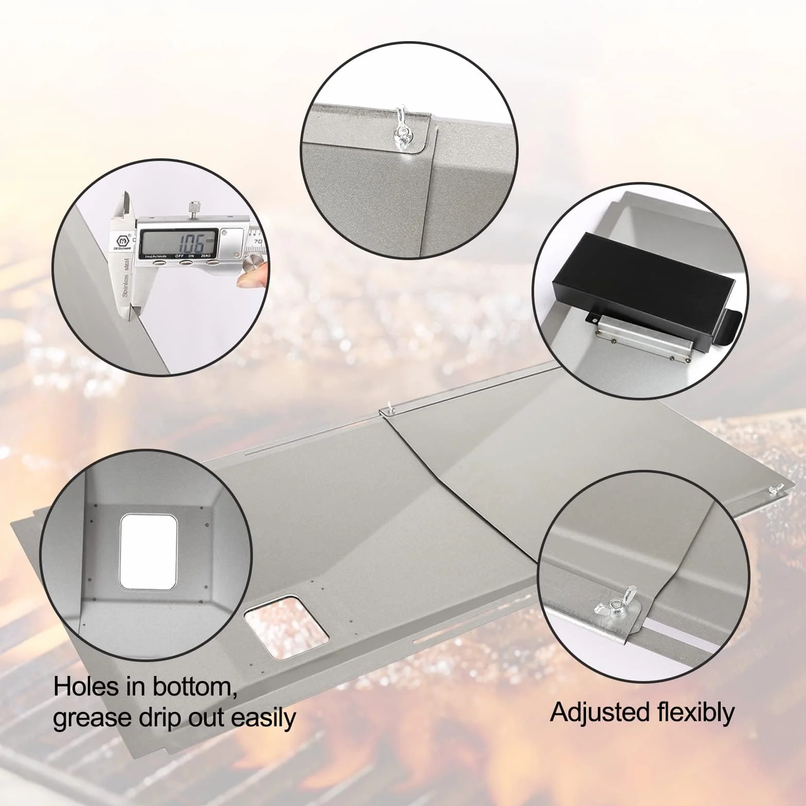 GFTIME Uniwersalna wanna na tłuszcz z tacką ociekową od 60 cm do 80 cm, regulowana patelnia ociekowa do grilla gazowego 3/4/5 palników firmy Charbroil, Dyna Glo, Nexgrill, Kenmore, Uniflame i wielu