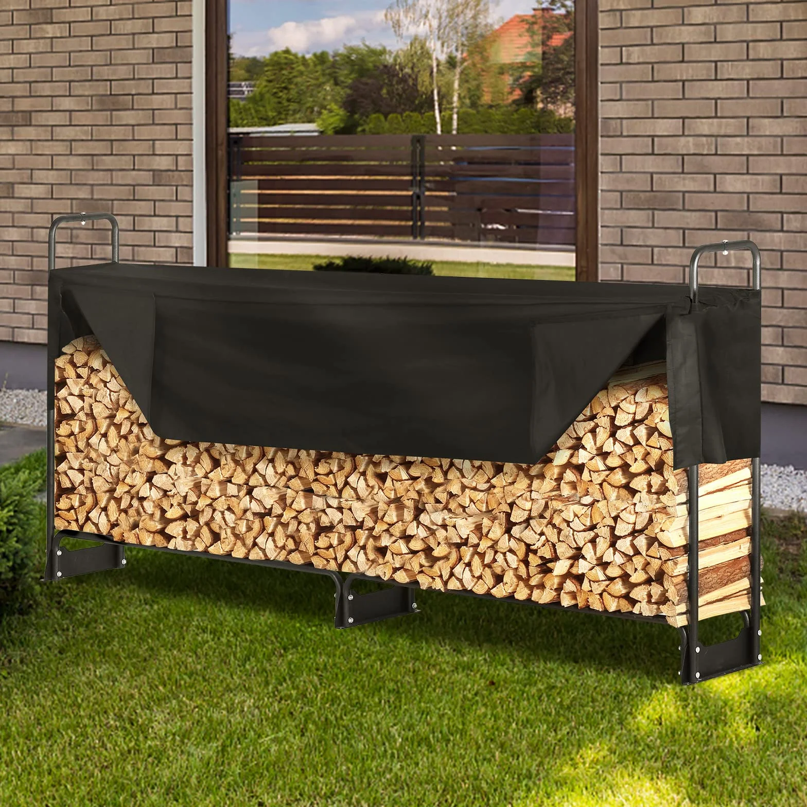 VEVOR Stojak na drewno opałowe 259 x 36 x 117 cm wodoodporny pokrywą 600D Oxford