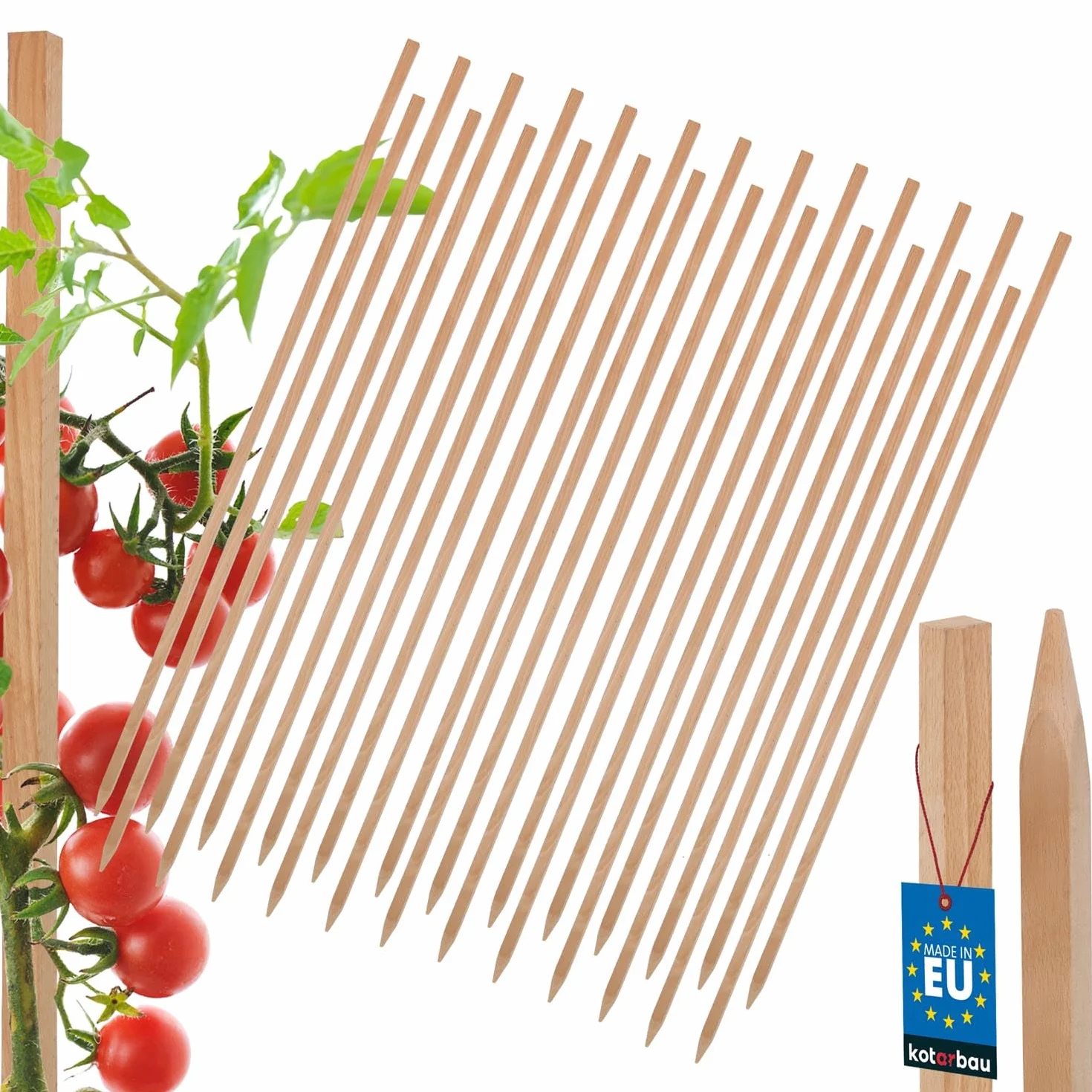 KOTARBAU® Paliki Drewniane 150 cm do Pomidorów Warzyw Podpora