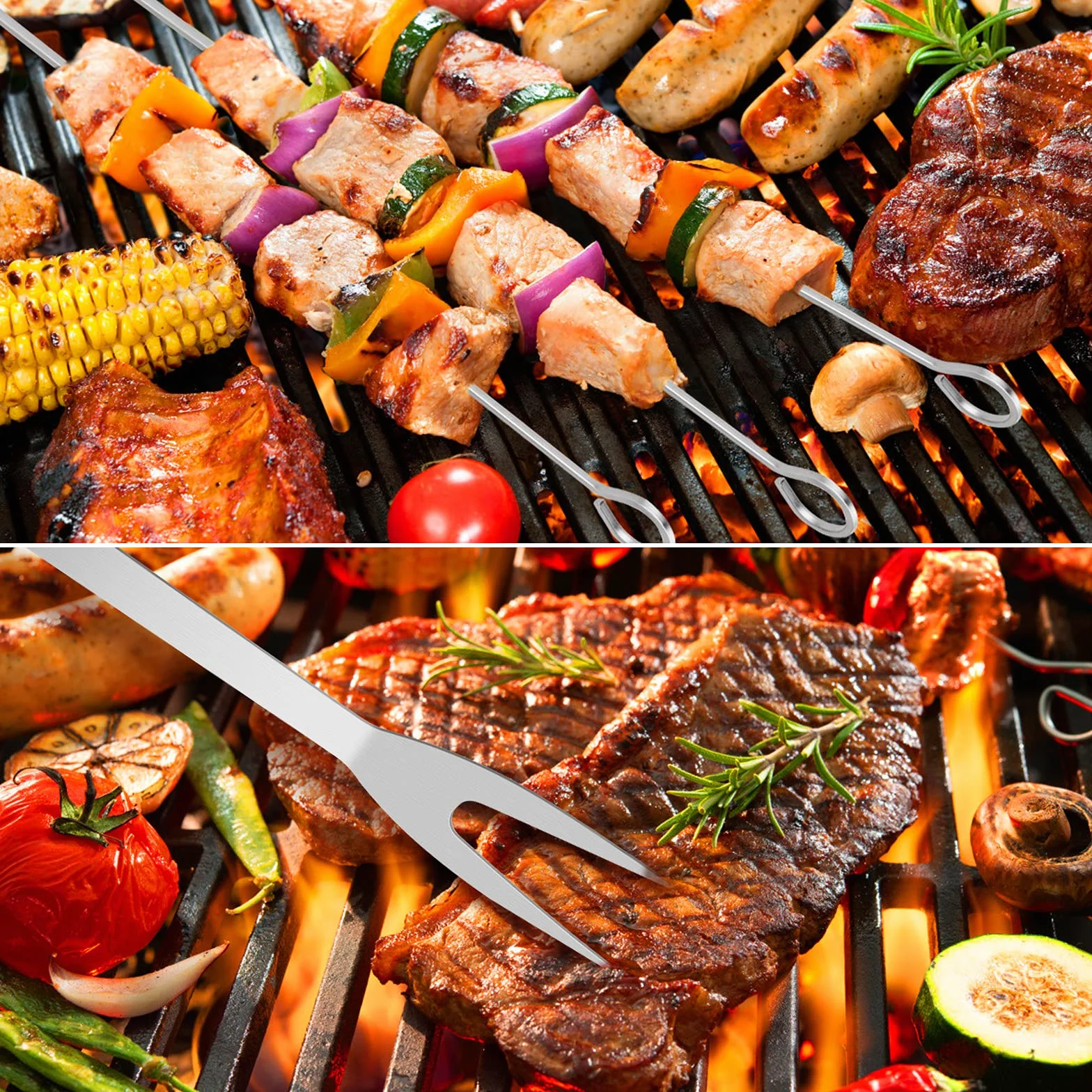 Zestaw narzędzi do grillowania 16 szt. ze stali nierdzewnej