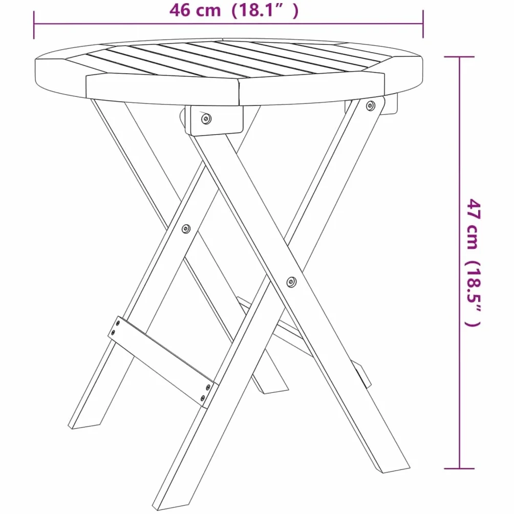 vidaXL Stolik bistro, Ø46x47 cm, lite drewno akacjowe