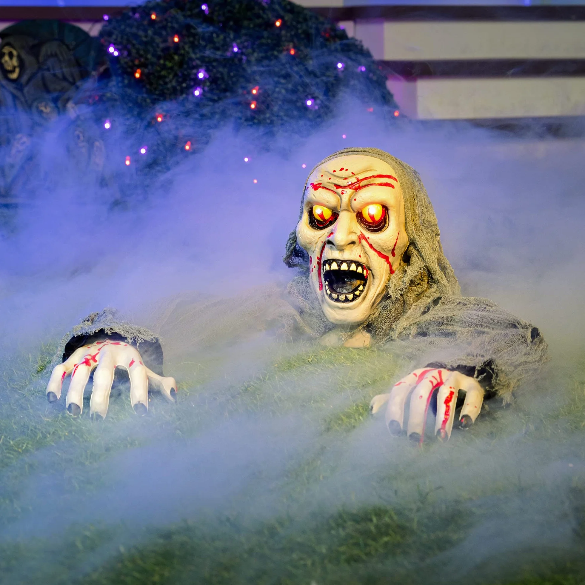 JOYIN Halloween Light-Up Zombie Groundbreaker animowany plamą krwi i przerażającym dźwiękiem na zewnątrz, trawnik, podwórko, dekoracja patio, dekoracja nawiedzonego domu