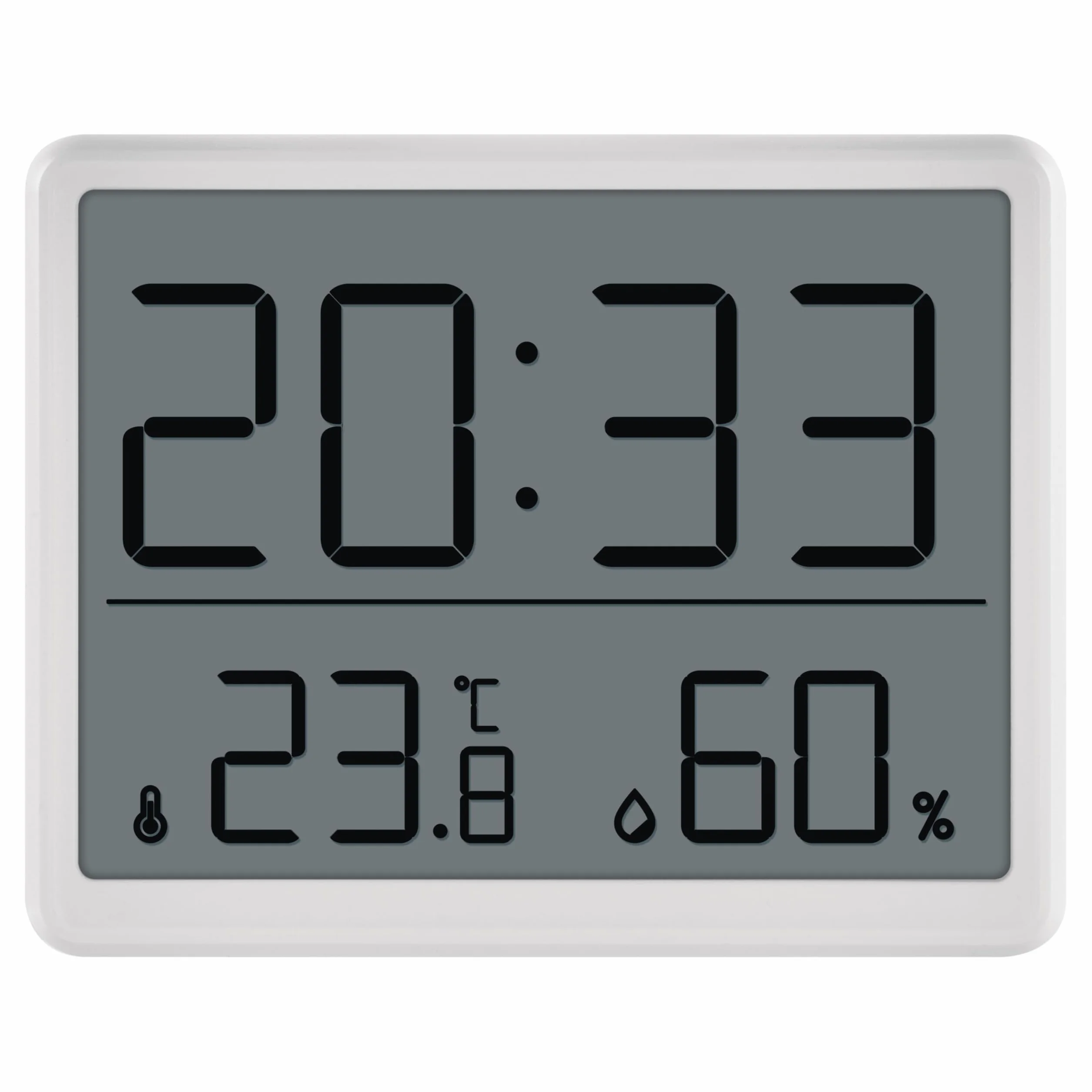 EMOS Cyfrowy termometr pokojowy i higrometr z zegarem LCD, uchwyt magnetyczny, wyświetlacz min/max, data, budzik