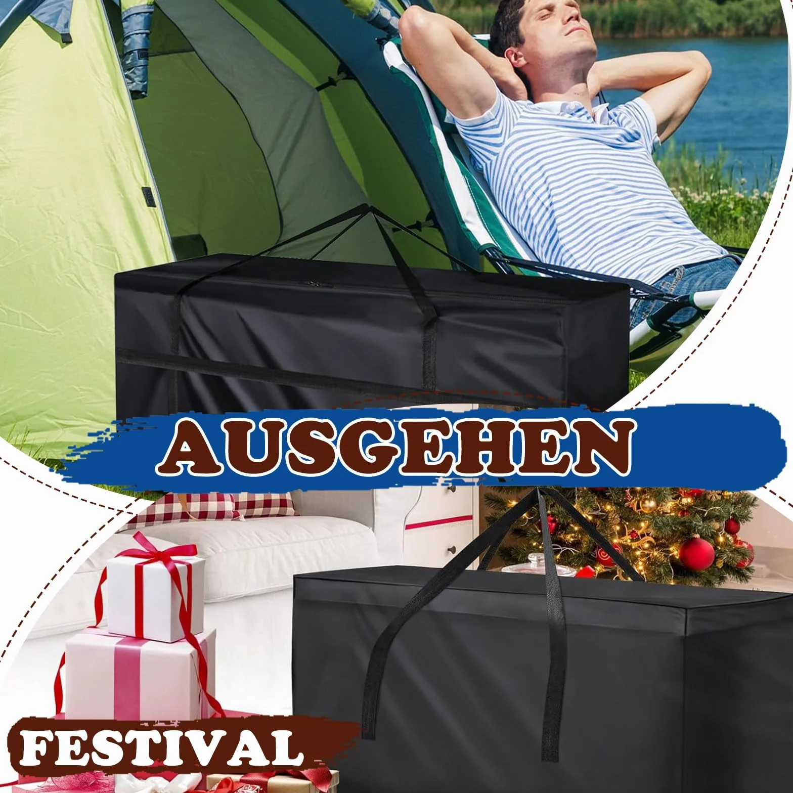 Torba do przechowywania mebli ogrodowych 173 x 76 x 51 cm duża na poduszki i kołdry