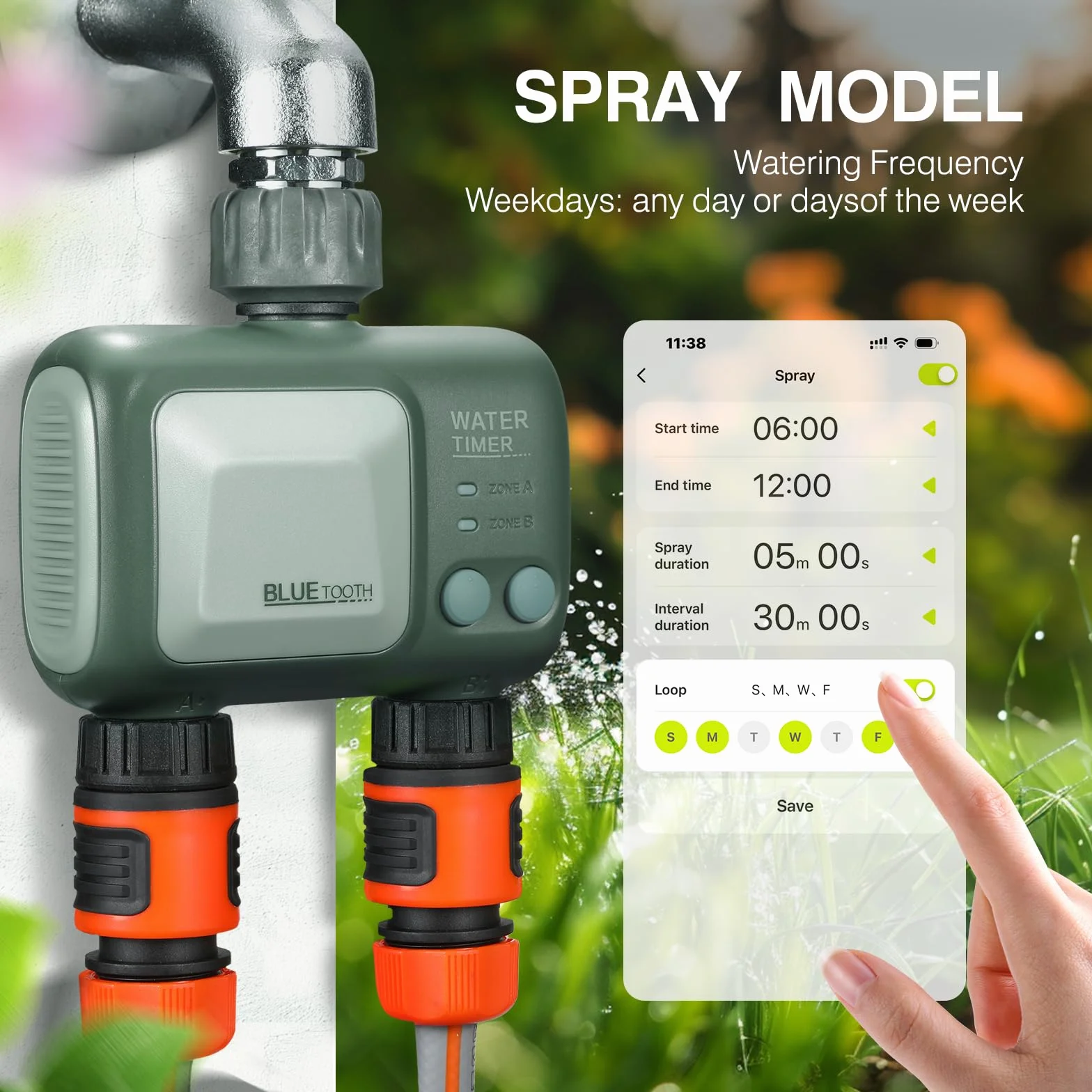 CROSOFMI Komputer nawadniający, 2 wyjścia z Wi-Fi, Bluetooth, timer, automatyczne nawadnianie ogrodu, Wi-Fi, nawadnianie, timer wody, bezprzewodowy pilot zdalnego sterowania, IPX5