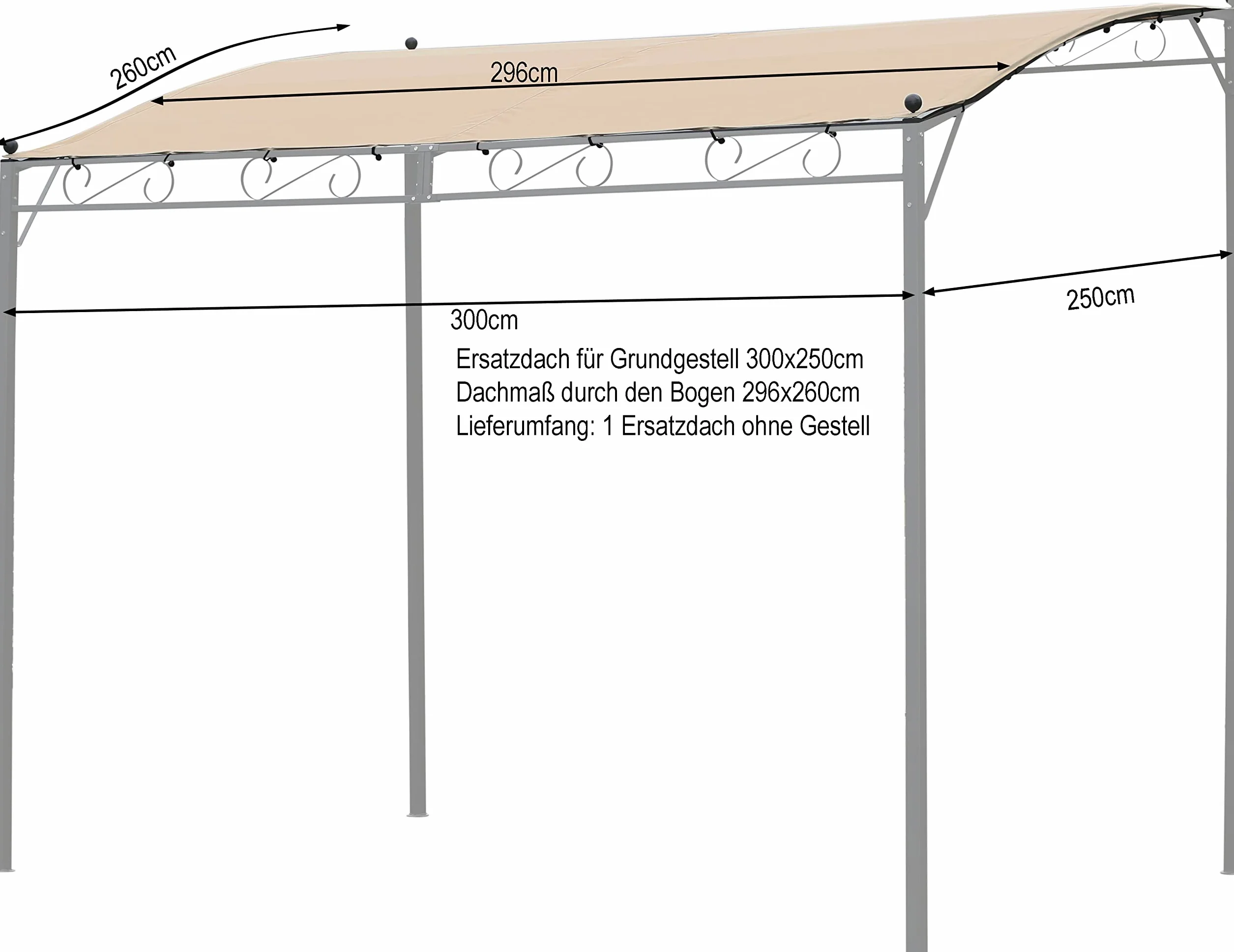 QUICK STAR Pergola Dach 250x300 cm Zadaszenie Tarasu Piaskowy