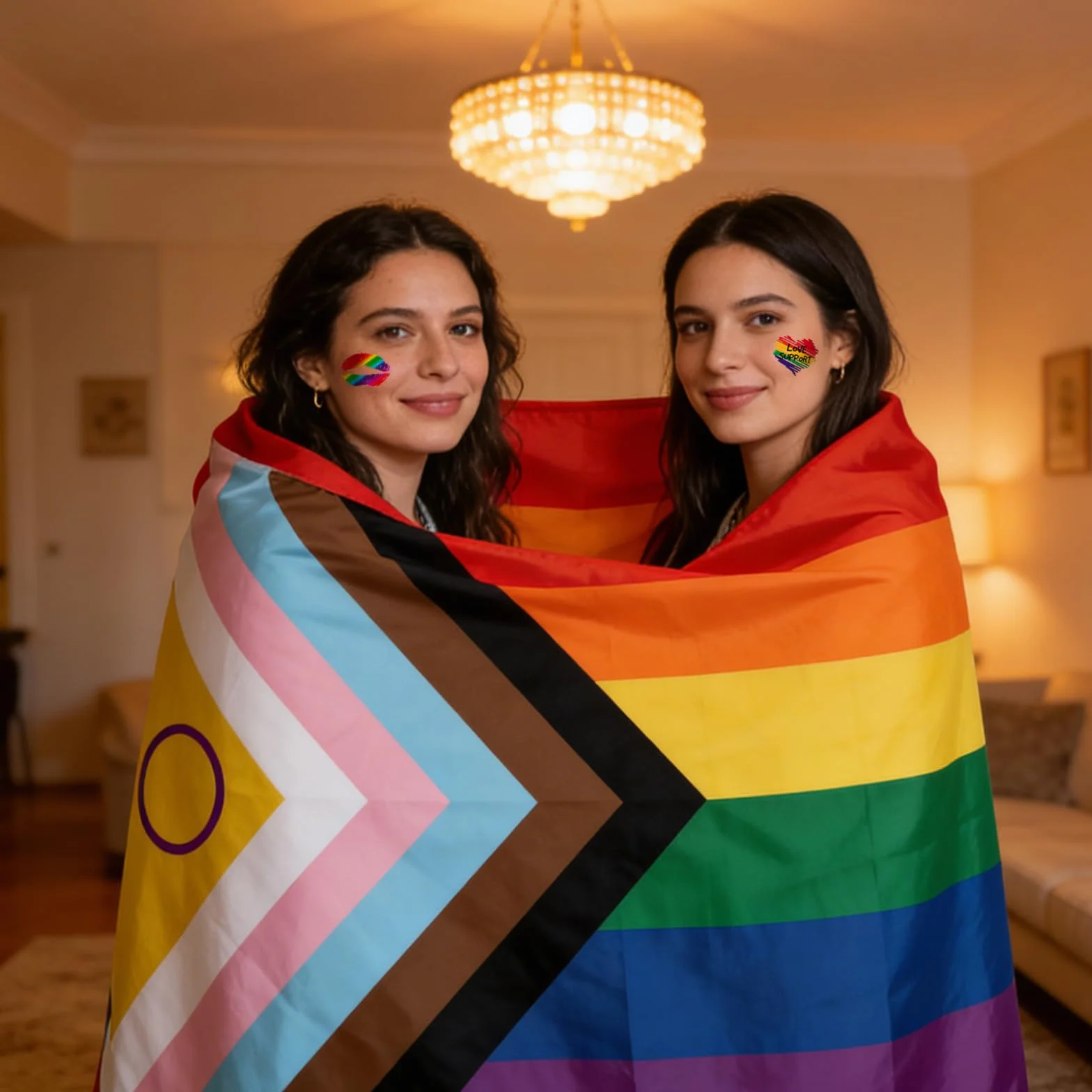 Progress Pride zestaw flag tęczowych 3x10m łańcuch chorągiewek Gay Parade dekoracja 47-częściowy