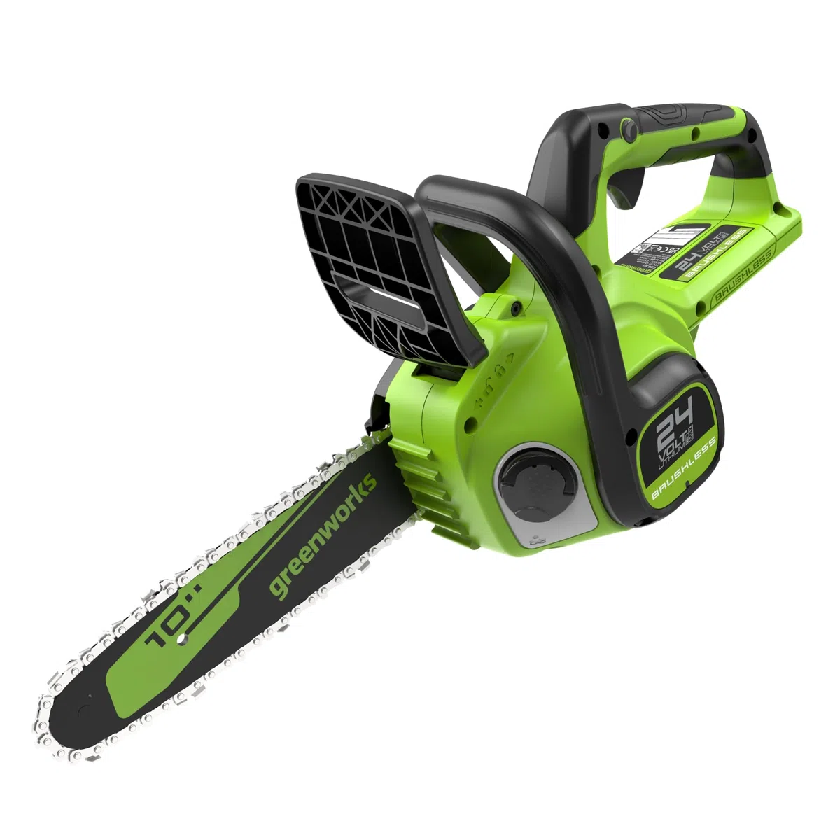 Greenworks Bezprzewodowa piła łańcuchowa 24V, elektryczna piła do akumulatora bezszczotkowego 25 cm z automatycznym olejem, prędkość łańcucha 7,8 m/s, jedno narzędzie