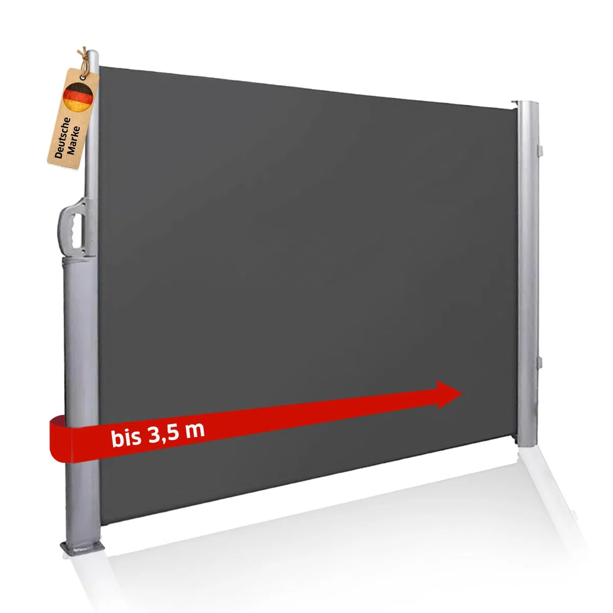 NOOR Markiza boczna, ekskluzywna 100 x 350 cm, antracyt, idealna ochrona przed wzrokiem na balkon, taras i do ogrodu, ochrona przed słońcem, deszczem, ochrona przed wiatrem, wraz z mocowaniami, impregnowana i odporna na działanie wody