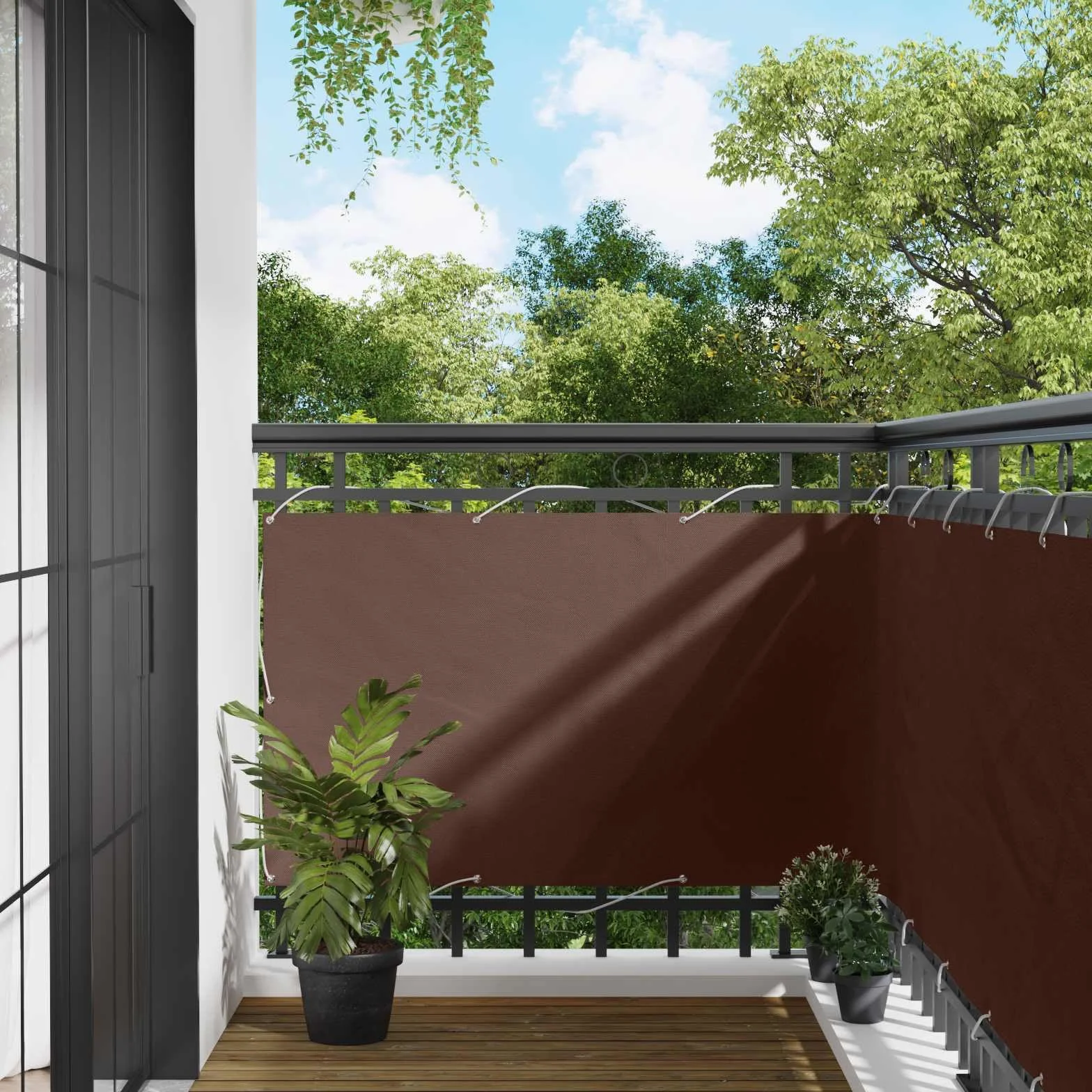 vidaXL Ekran balkonowy Brązowy 100 x 800 cm Materiał Oxford, Nowoczesna zasłona balkonowa, odporna na UV, wodoodporna, trwałe rozwiązanie na ogród, taras, czy patio