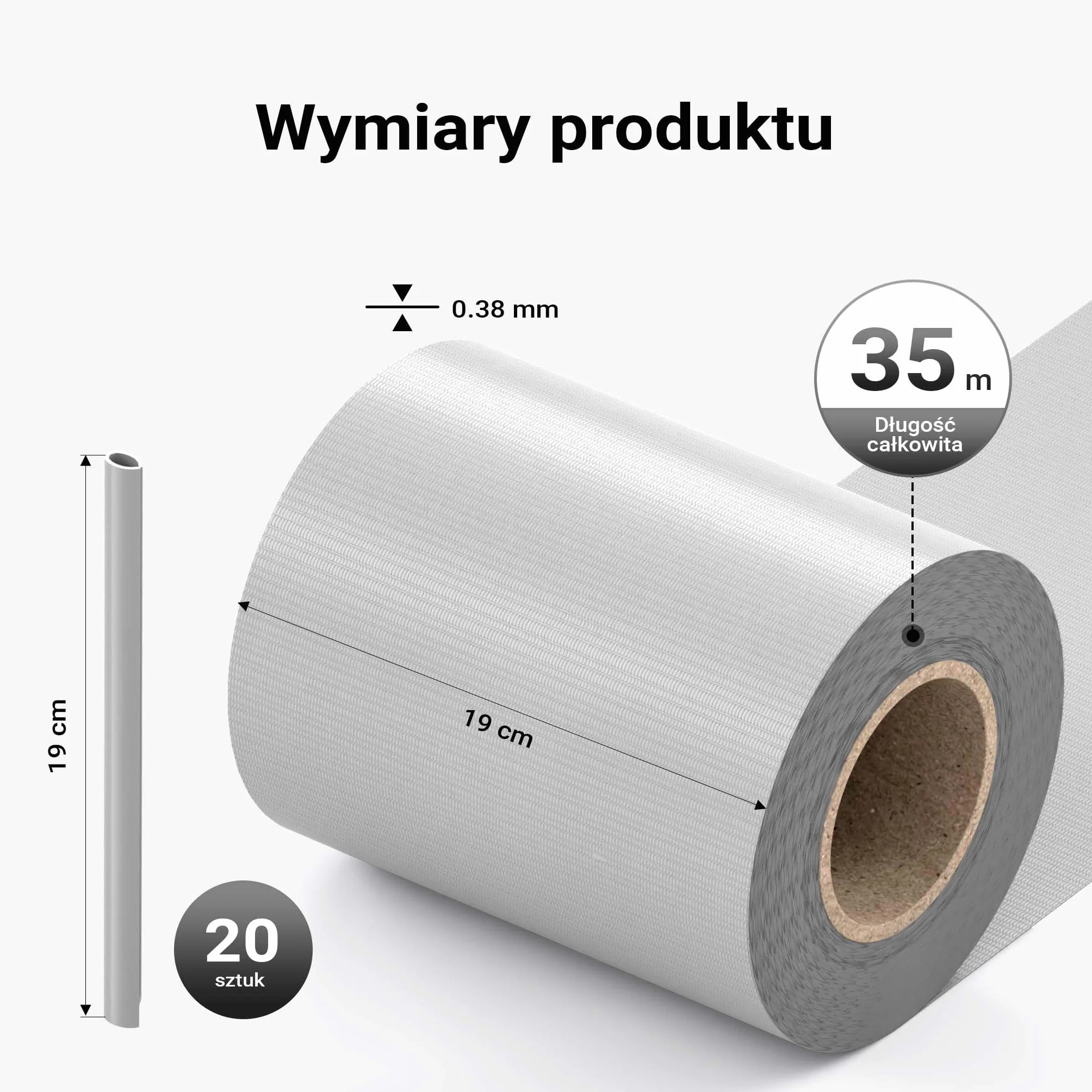 Taśma ogrodowa PCV 35mx19cm 450g/m² szara z klipsami osłona na ogrodzenie