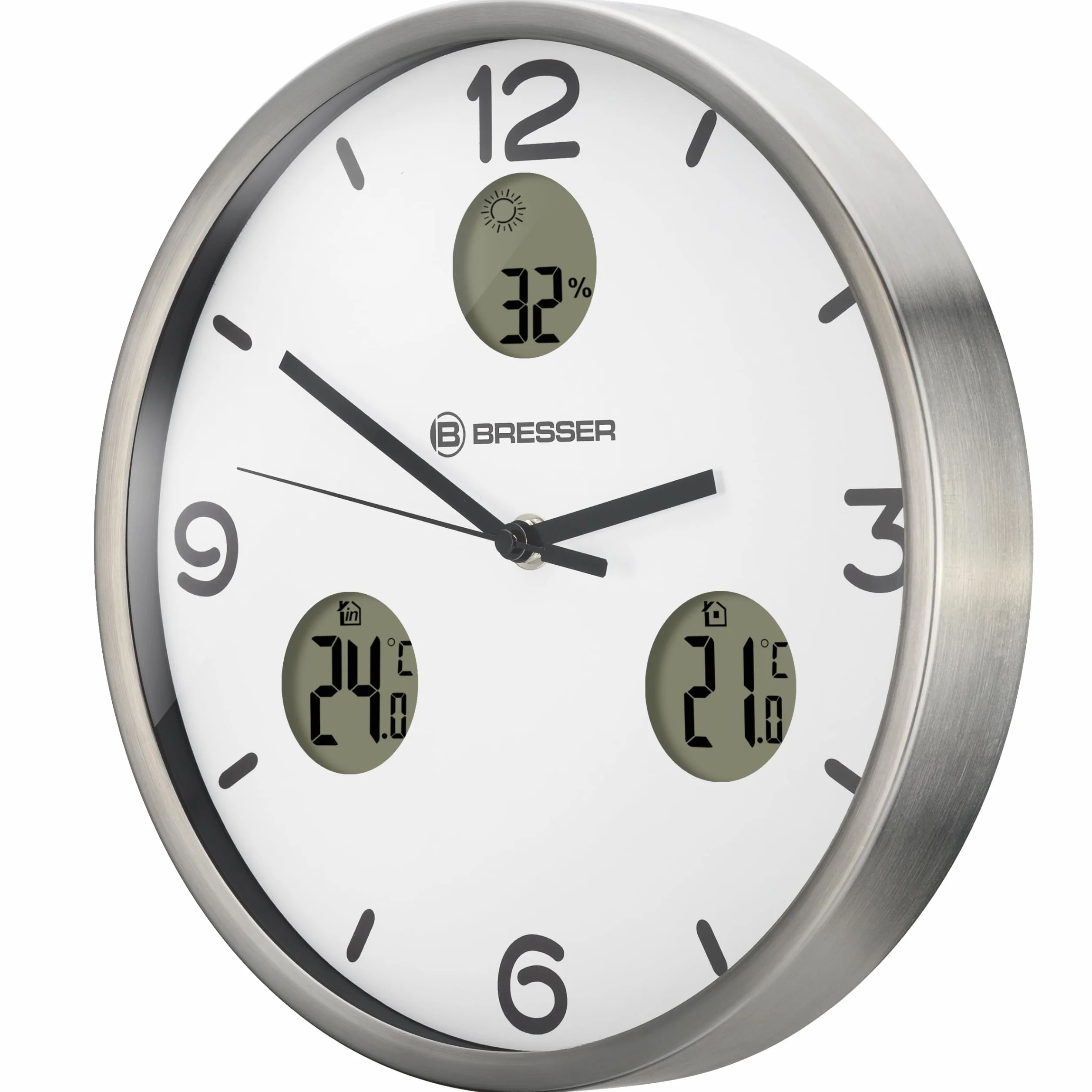 Bresser MyTime io NX radiowy zegar ścienny z termometrem i higrometrem – średnica 30 cm