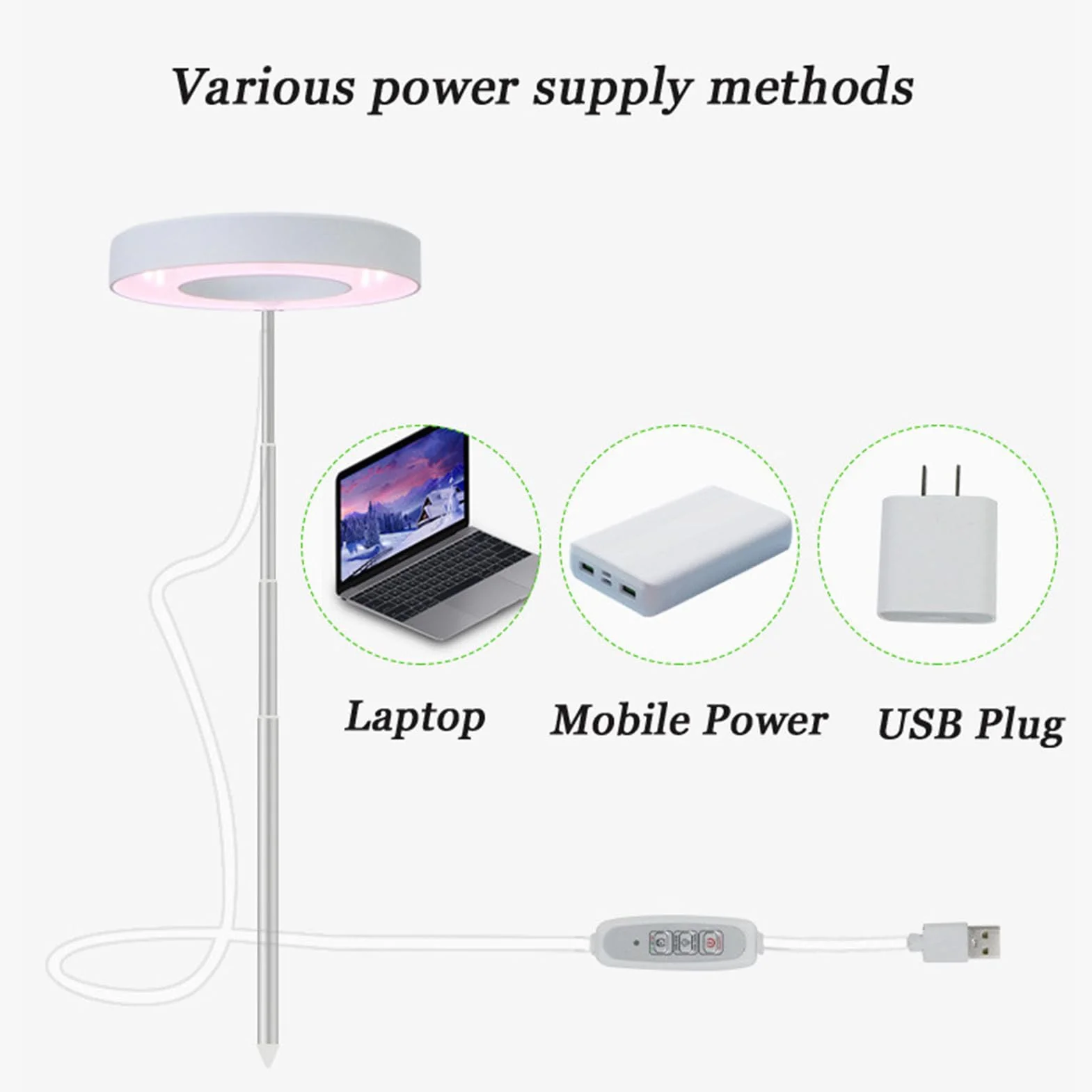 Plant Light, Dimmable LED Grow Lamp with Timer for Indoor Plants, 5W Hydroponics, Greenhouse, Flower Growth, Vegetable Farming, Bonsai Care, and Adjustable Brightness, 8.8x1.2cm