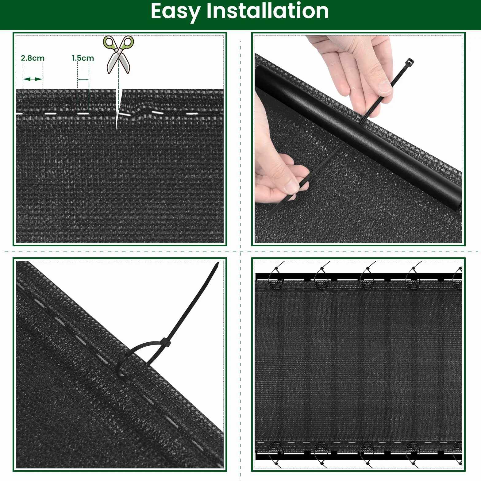 WOLTU Moskitiera ogrodzeniowa ekran zaciemniający 1,2x10 m siatka zacieniająca 280 g/m² HDPE z opaskami kablowymi parawan tenisowy ochrona przed wiatrem na boisko sportowe balkon ogrodowy, antracyt