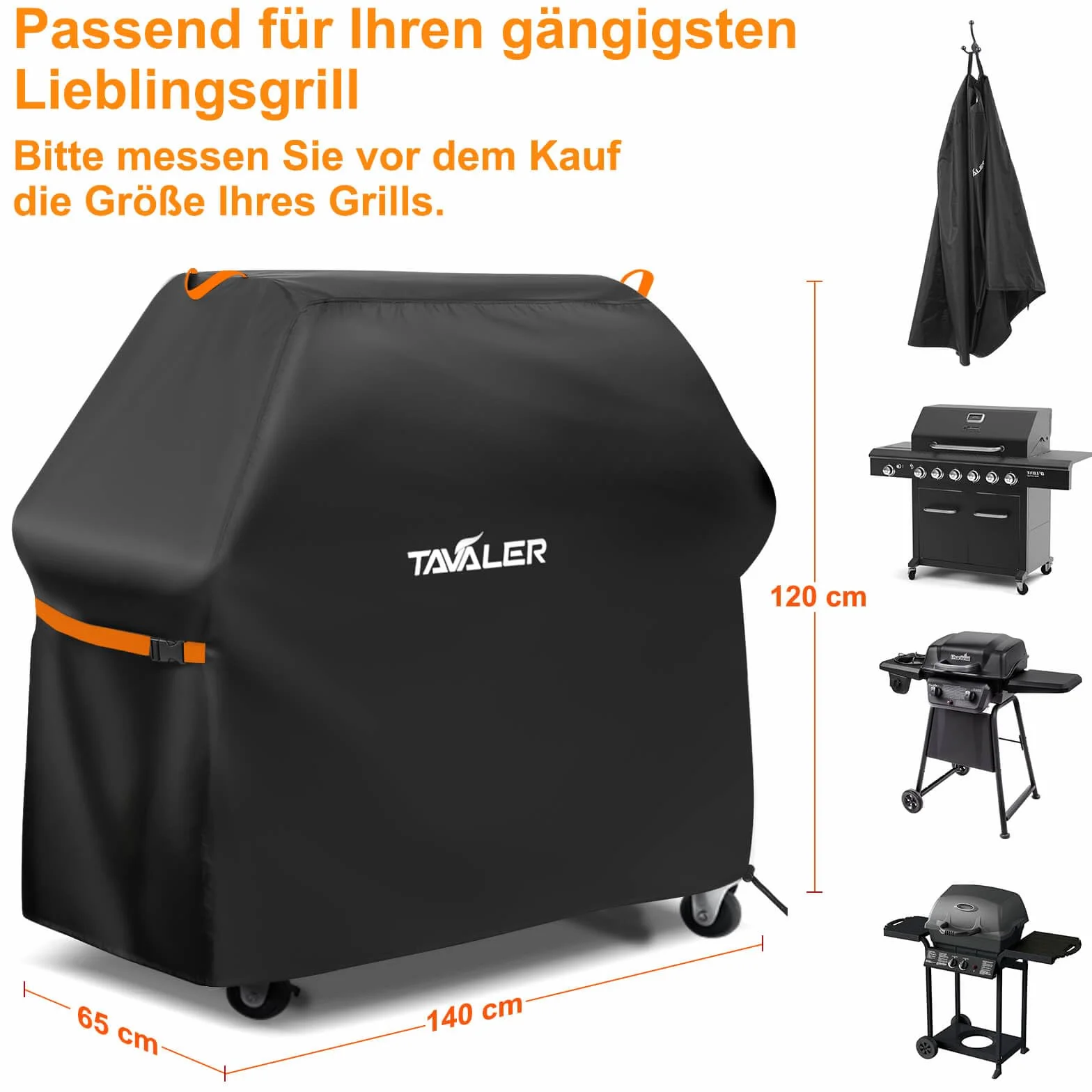 Pokrowiec na grilla Tavaler 140x65x120 cm Oxford 420D ochronny do Weber Enders Char Broil