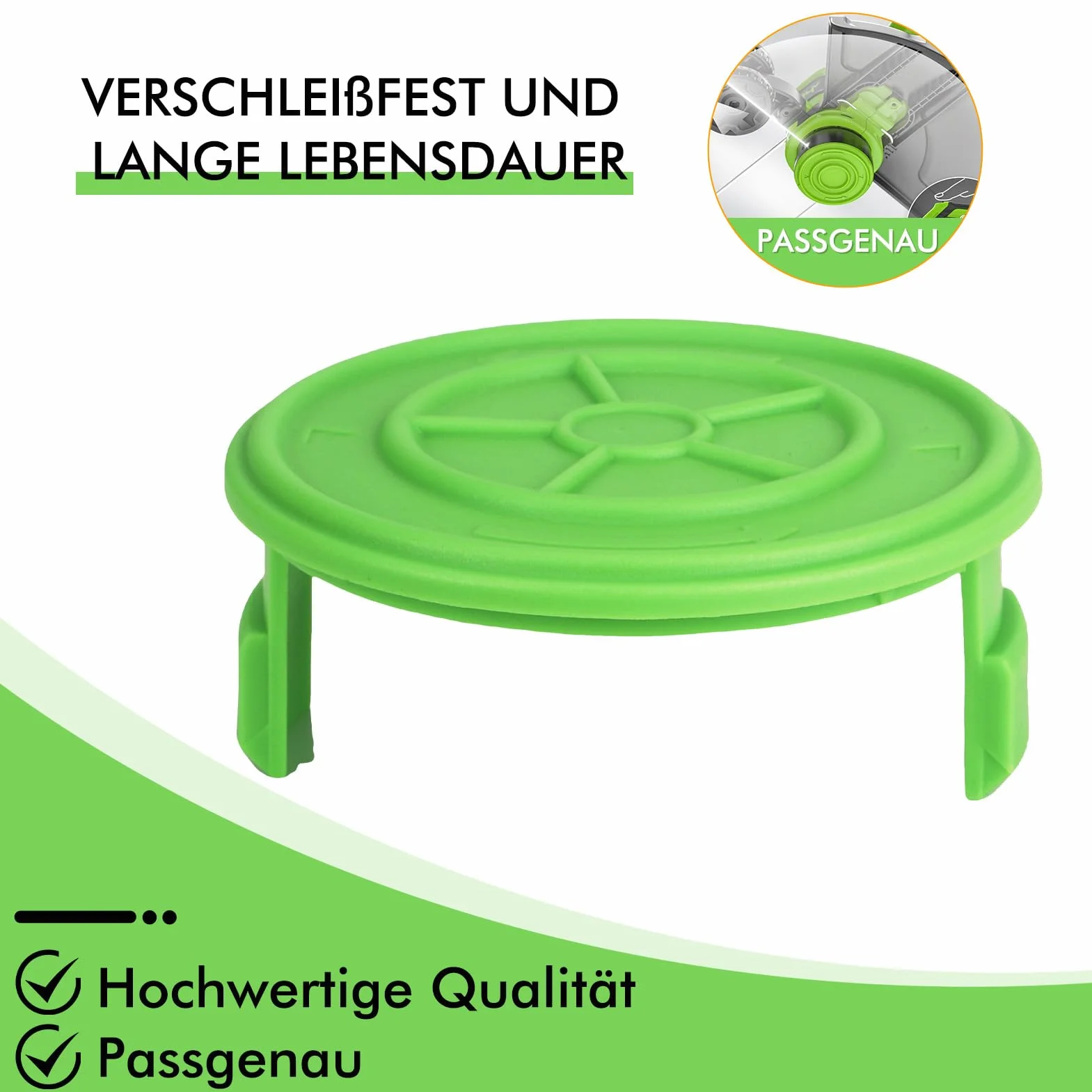 Szpula z podwójną żyłką 29187 pasuje do podkaszarki Greenworks 40 V G40LT G40LTK2 G40LTK2x 2101507 2101507UA 2101507UC, zapasowa szpula żyłki 8,3 m długość Ø 1,65 mm (6 szpulek, 2 czapka)