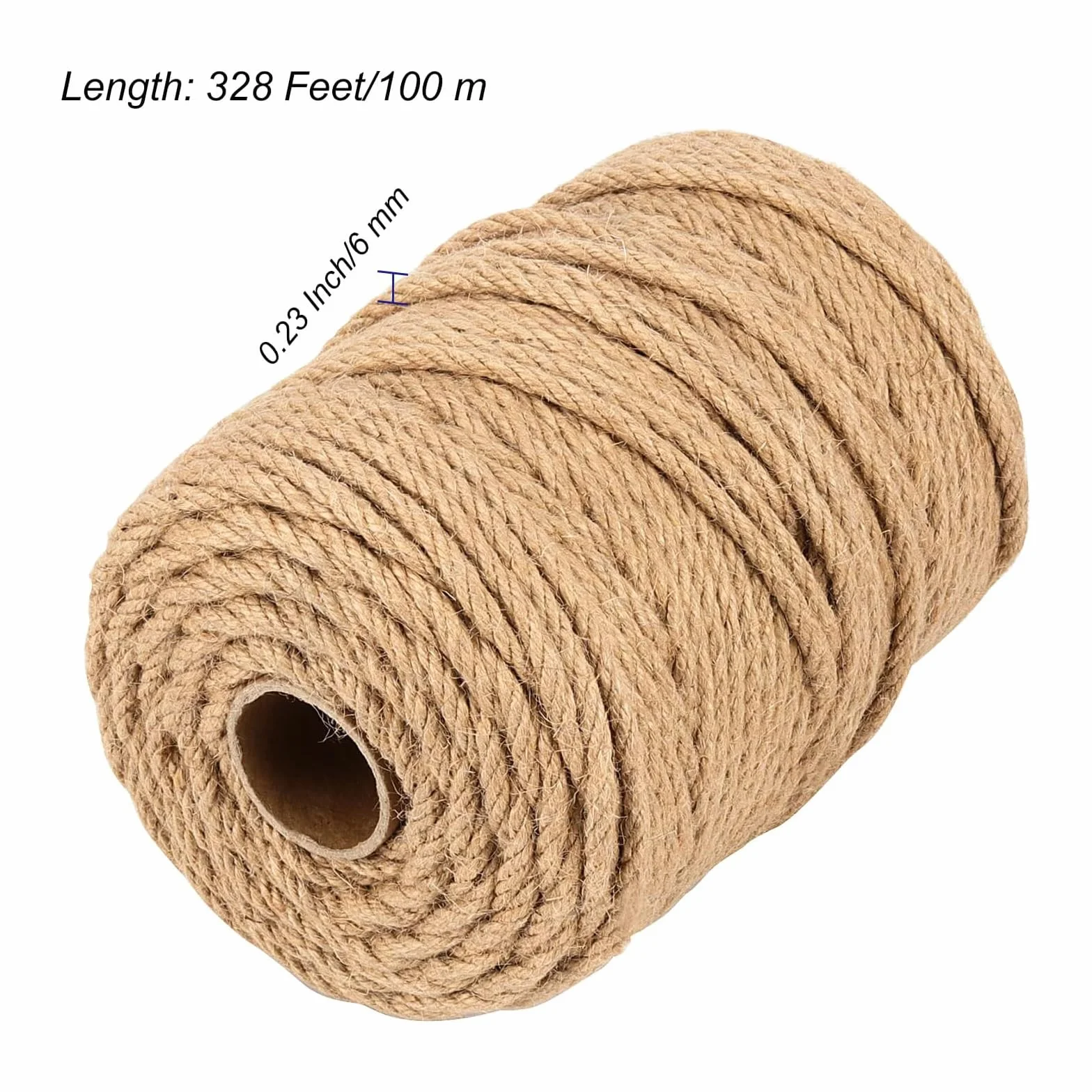 100 m x 6 mm lina jutowa, 4 pasma skręconej liny konopnej, brązowy, naturalny sznurek jutowy do majsterkowania, prac ogrodowych, wiązania