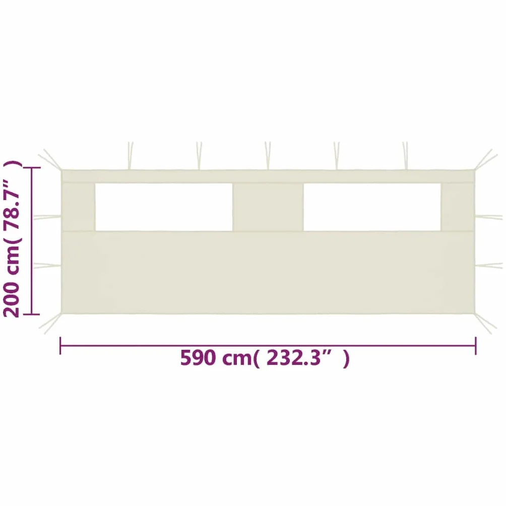 vidaXL Ścianka z oknami do altany 6x2 m kremowa