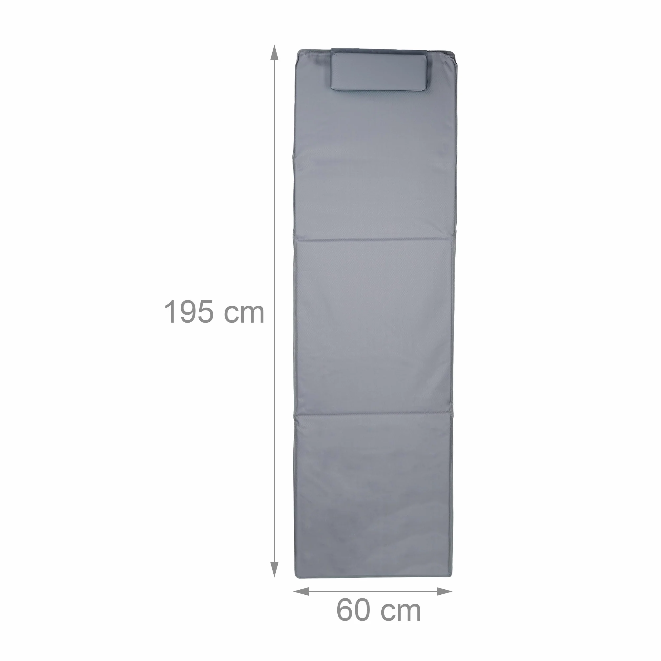 Relaxdays Beach Mat XXL, wyściełany leżak z poduszką, 60x195 cm, szary
