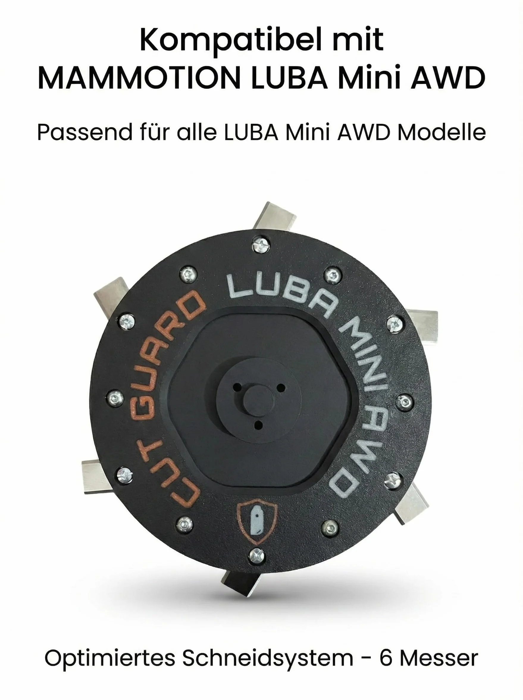 Dysk nożowy kompatybilny z LUBA MINI AWD 800, 1500, LiDAR Mammotion z ochroną w zestawie 6 ostrz – tarcza kosiarki robota & tarcza nożowa, nie blokowana przez trawę, trwała i bezpieczna