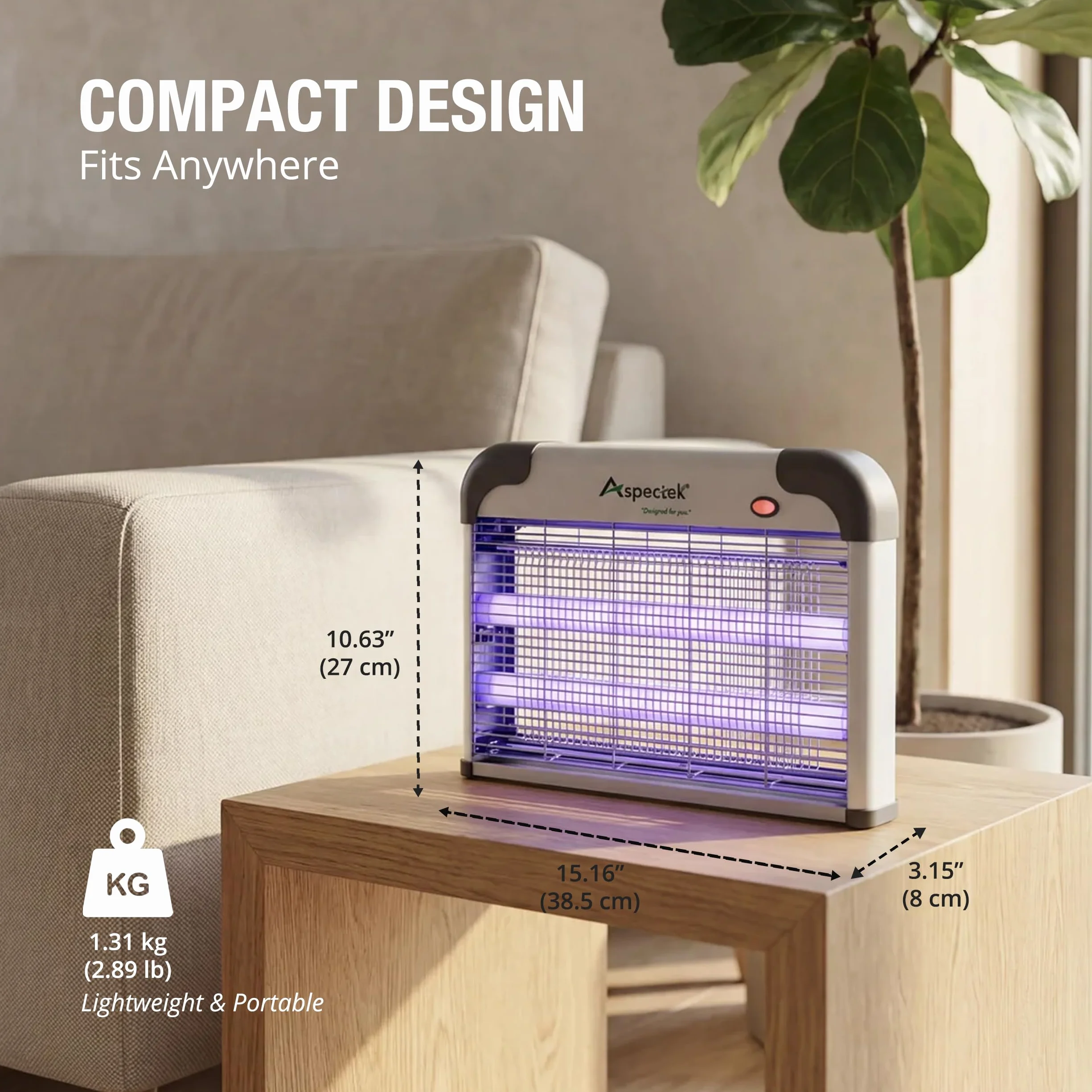 Aspectek Elektryczna pułapka na owady, 20 W, odporna na promieniowanie UV, skuteczna redukcja latających owadów, do użytku wewnątrz sypialni i ogrodu (Bug Zapper)