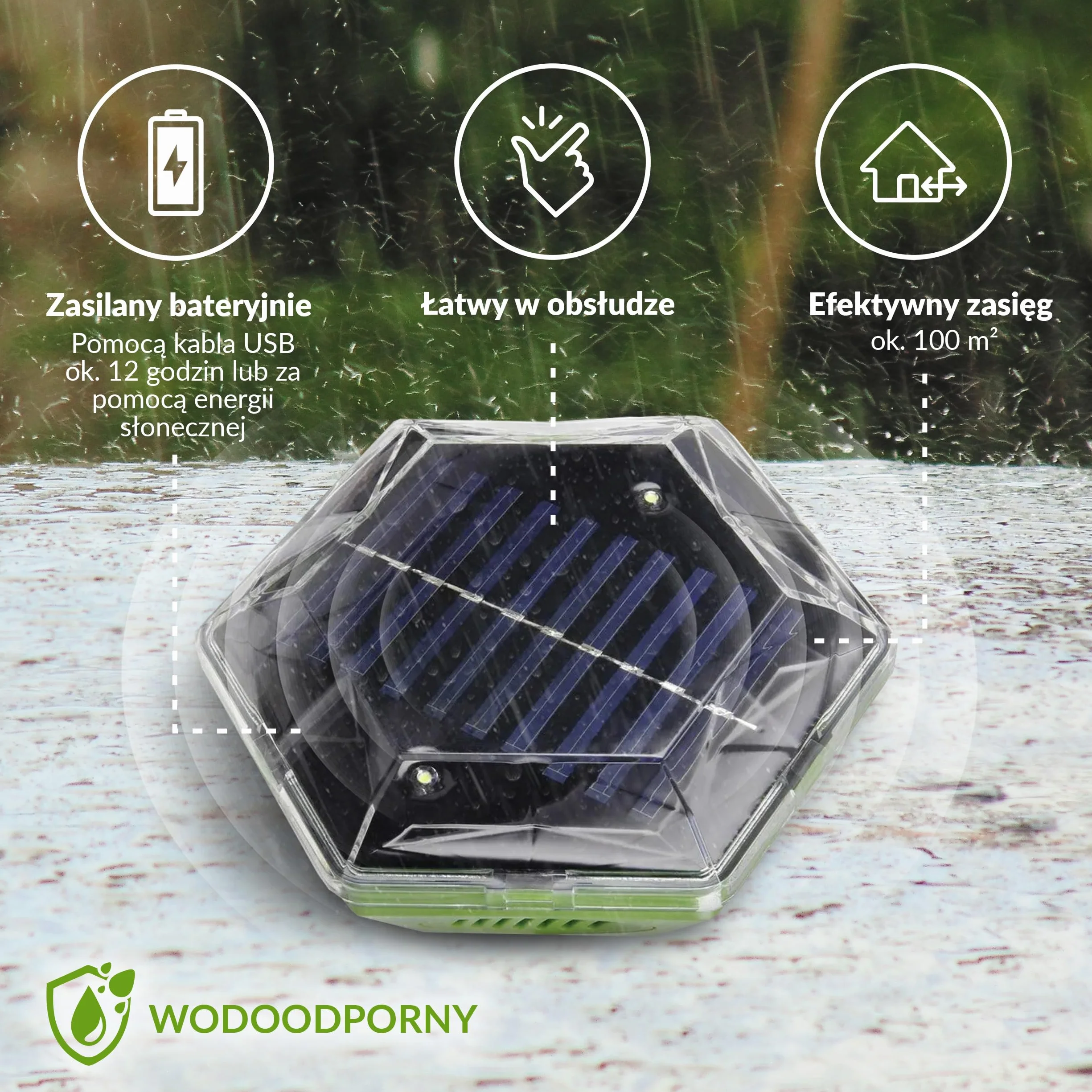 ISOTRONIC Solarowy odstraszacz ptaków Blitz + Ultradźwięki