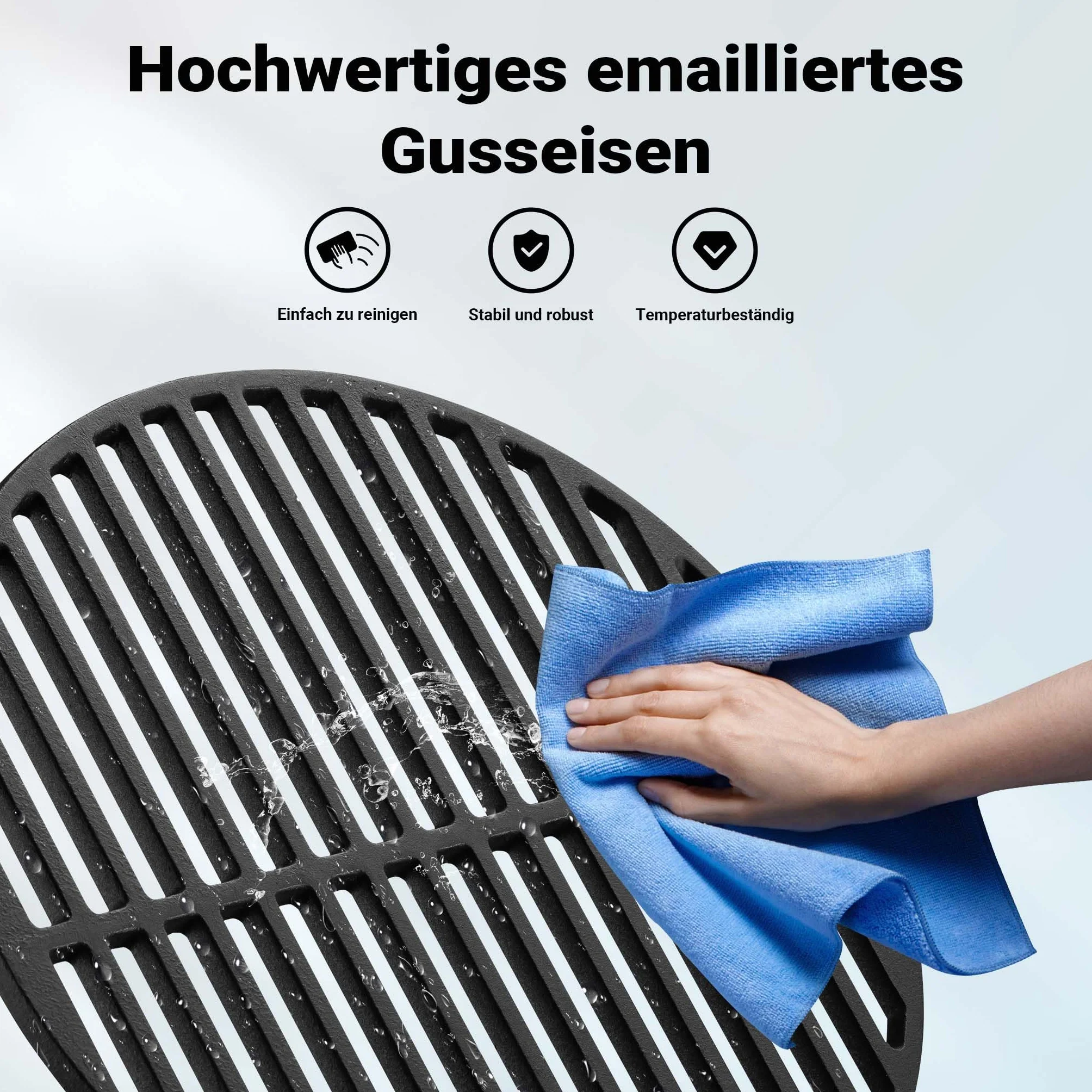 Wiltec Żeliwny ruszt do grilla Ø 45 cm, uniwersalny ruszt grillowy do grilla gazowego i węglowego, żeliwna płyta grillowa do mięsa, ryb i warzyw
