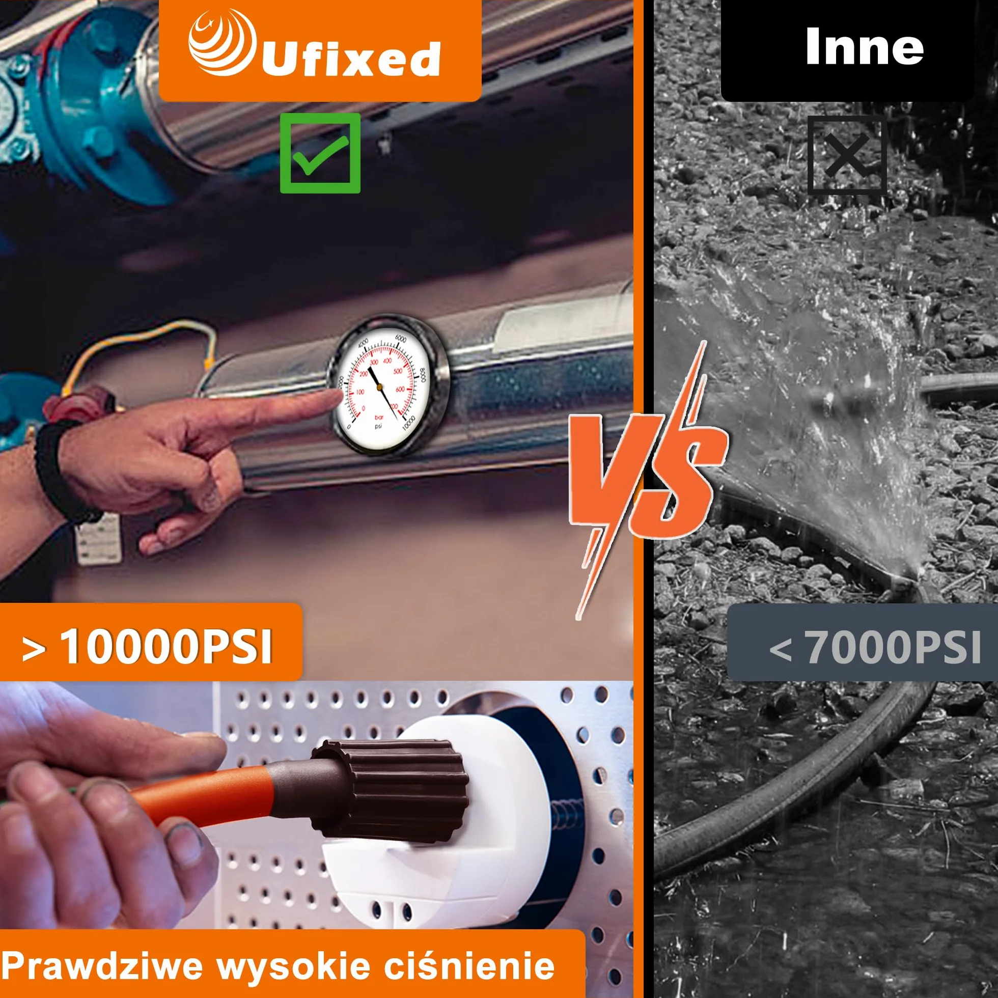 Wąż myjki wysokociśnieniowej 15 m 1/4 cala M22 14 mm 3600 PSI mosiężne przyłącze obrotowe